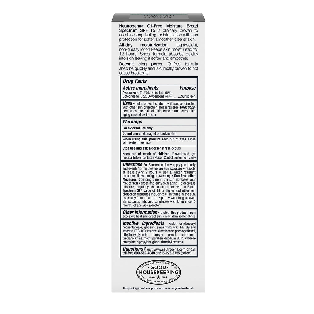 Neutrogena Oil-Free Moisture With Broad Spectrum Spf 15 Sunscreen, 4 Fl. Oz.