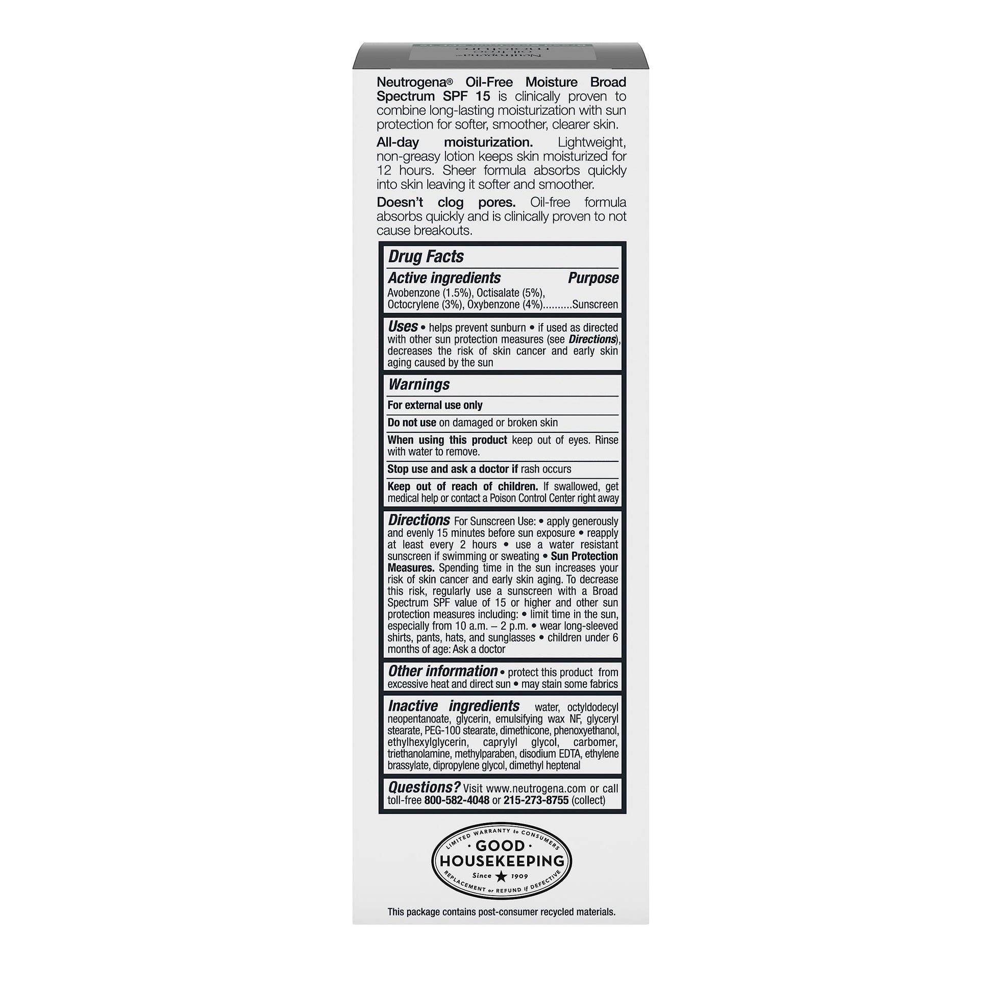 Neutrogena Oil-Free Moisture With Broad Spectrum Spf 15 Sunscreen, 4 Fl. Oz.