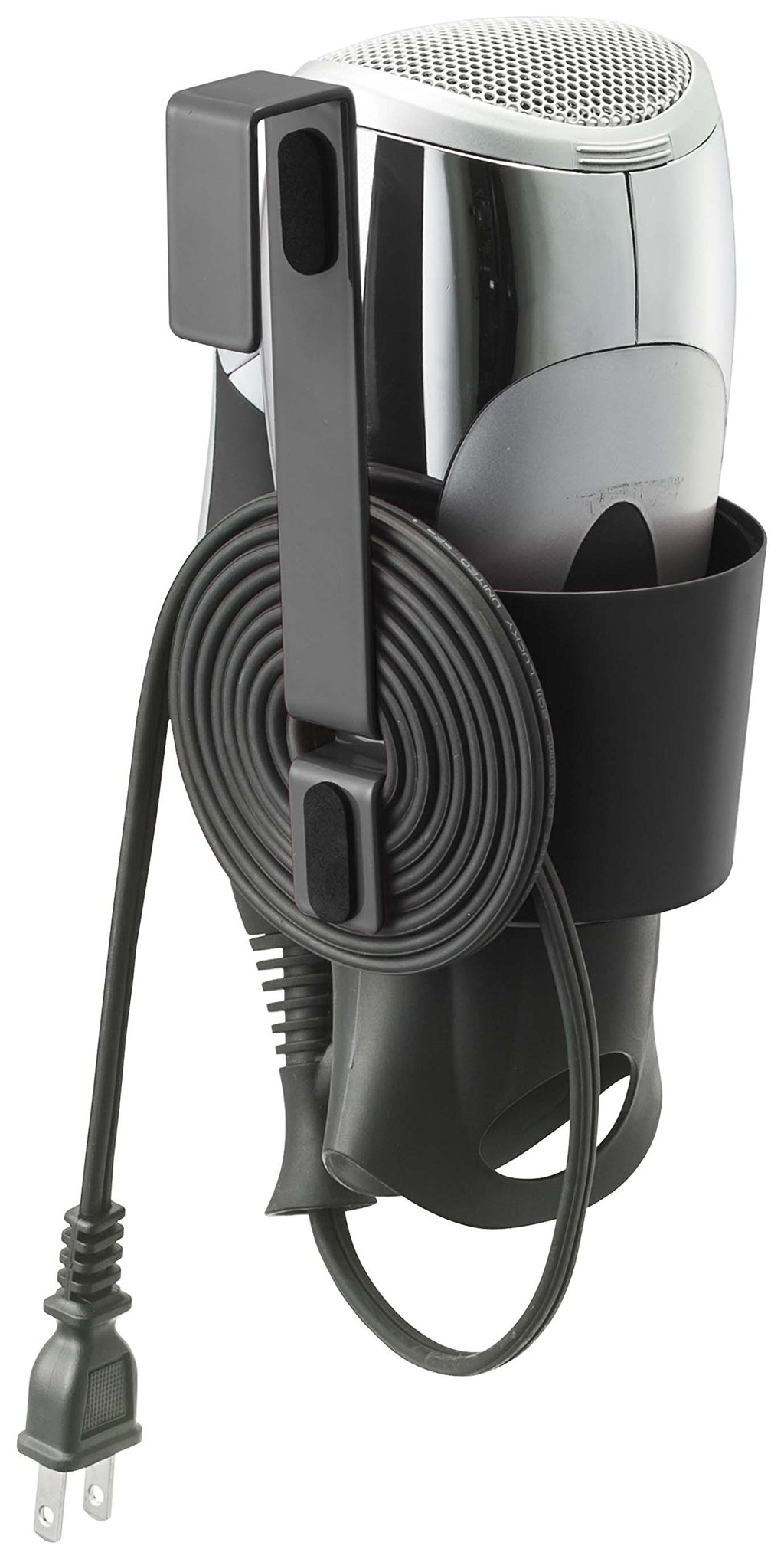 Yamazaki 7582 Dryer Holder, Black, Approx. W 3.9 x D 4.7 x H 5.9 inches (10 x 12 x 15 cm), For Dryer Storage, Neatly Stores Cords