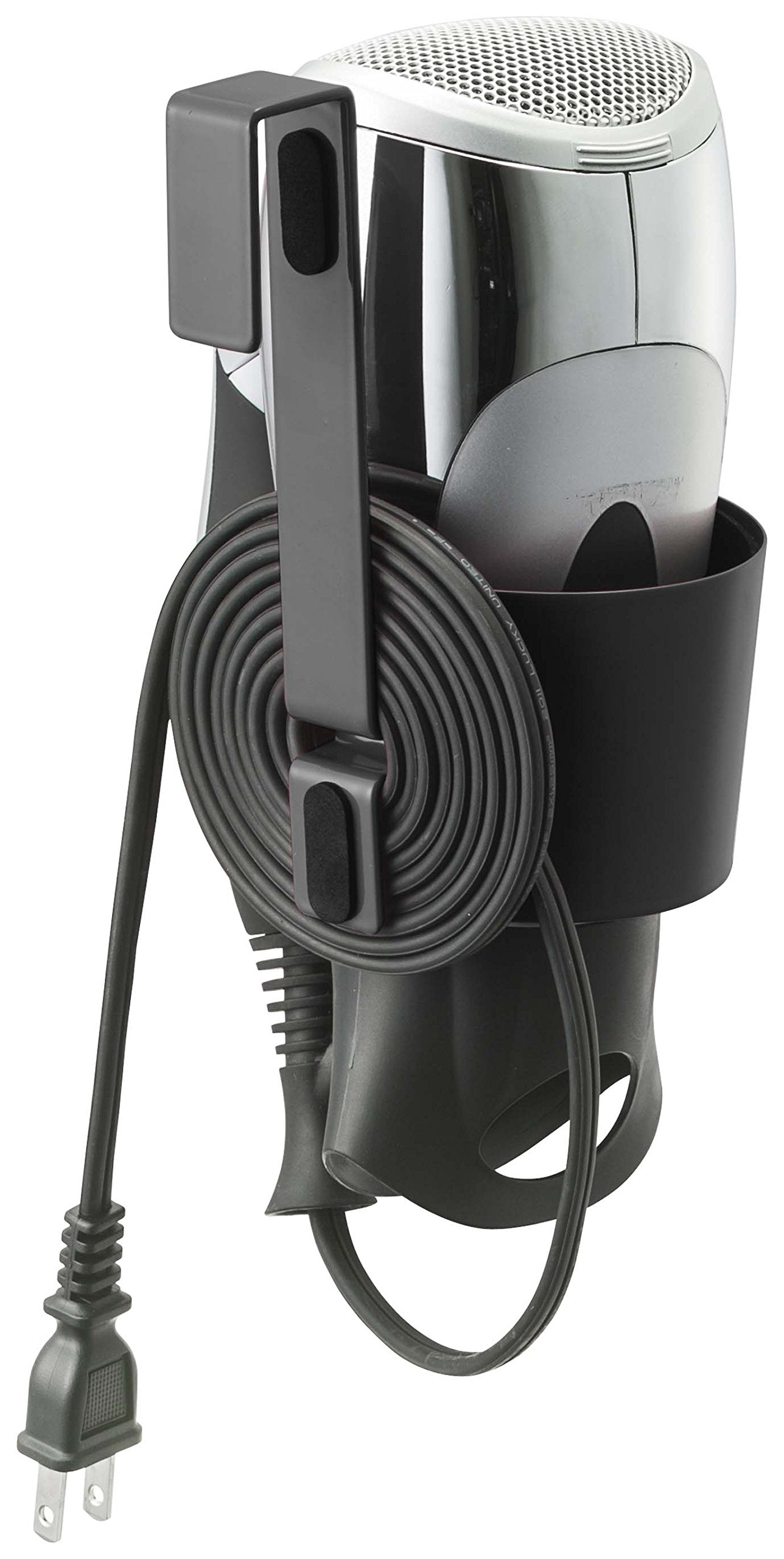 Yamazaki 7582 Dryer Holder, Black, Approx. W 3.9 x D 4.7 x H 5.9 inches (10 x 12 x 15 cm), For Dryer Storage, Neatly Stores Cords