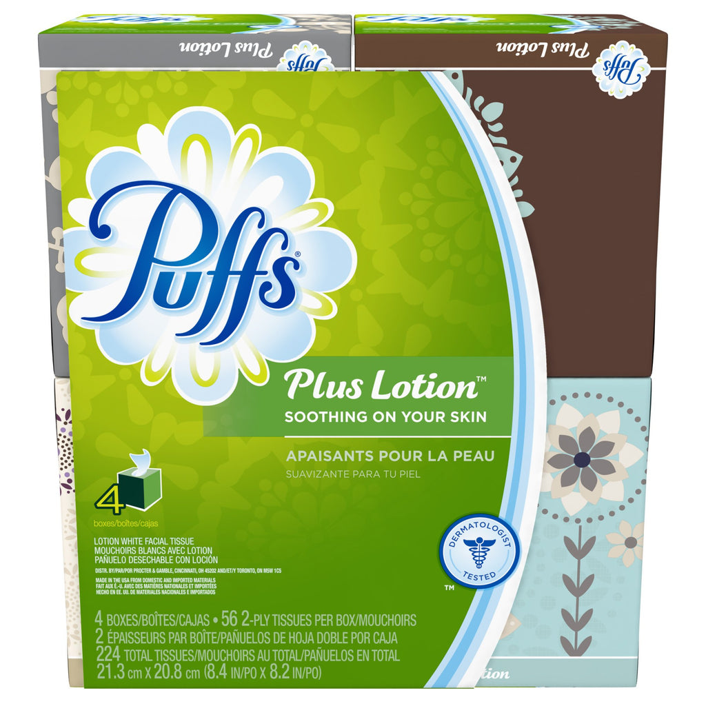 Puffs Plus Lotion Facial Tissues,4 count,pack of 6