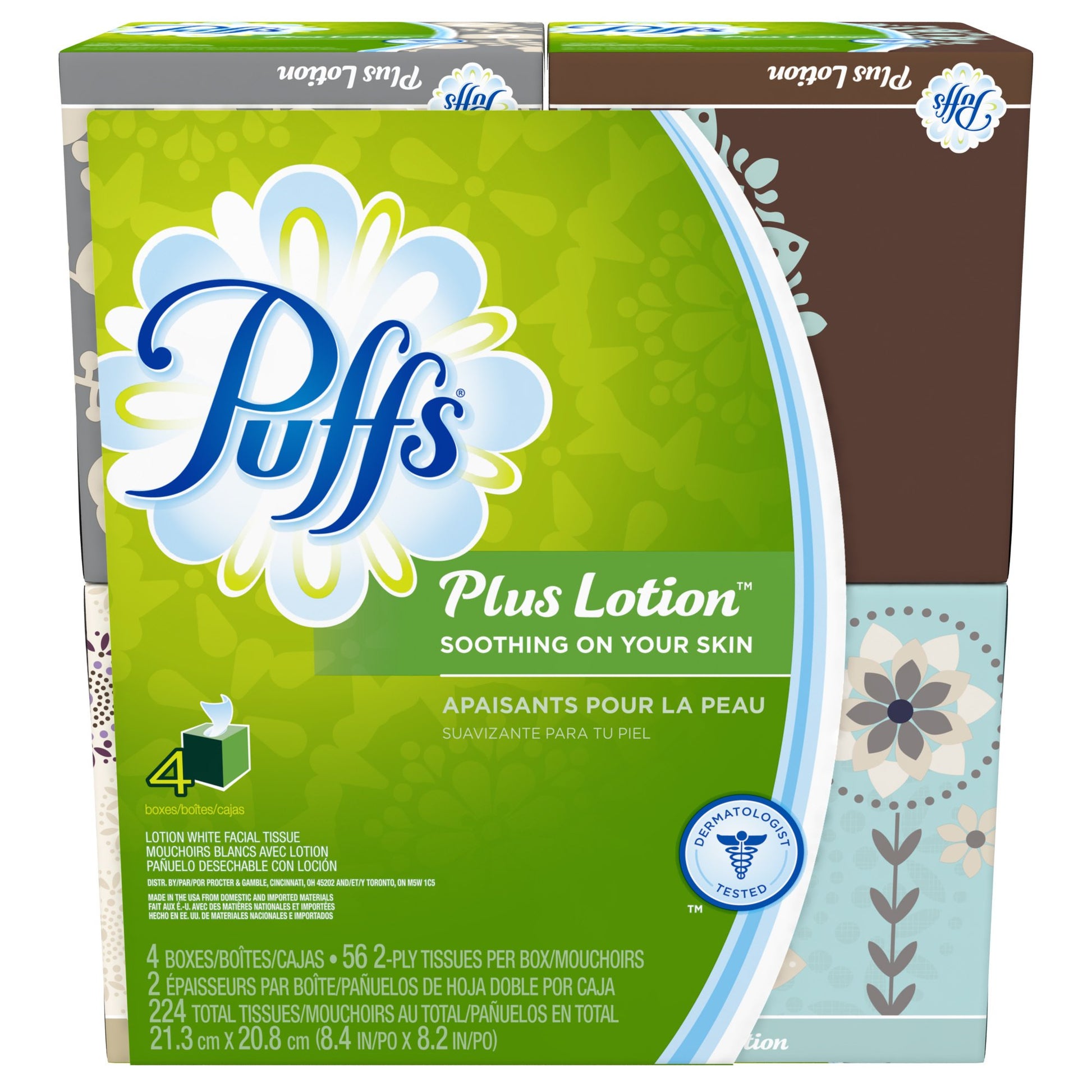 Puffs Plus Lotion Facial Tissues,4 count,pack of 6
