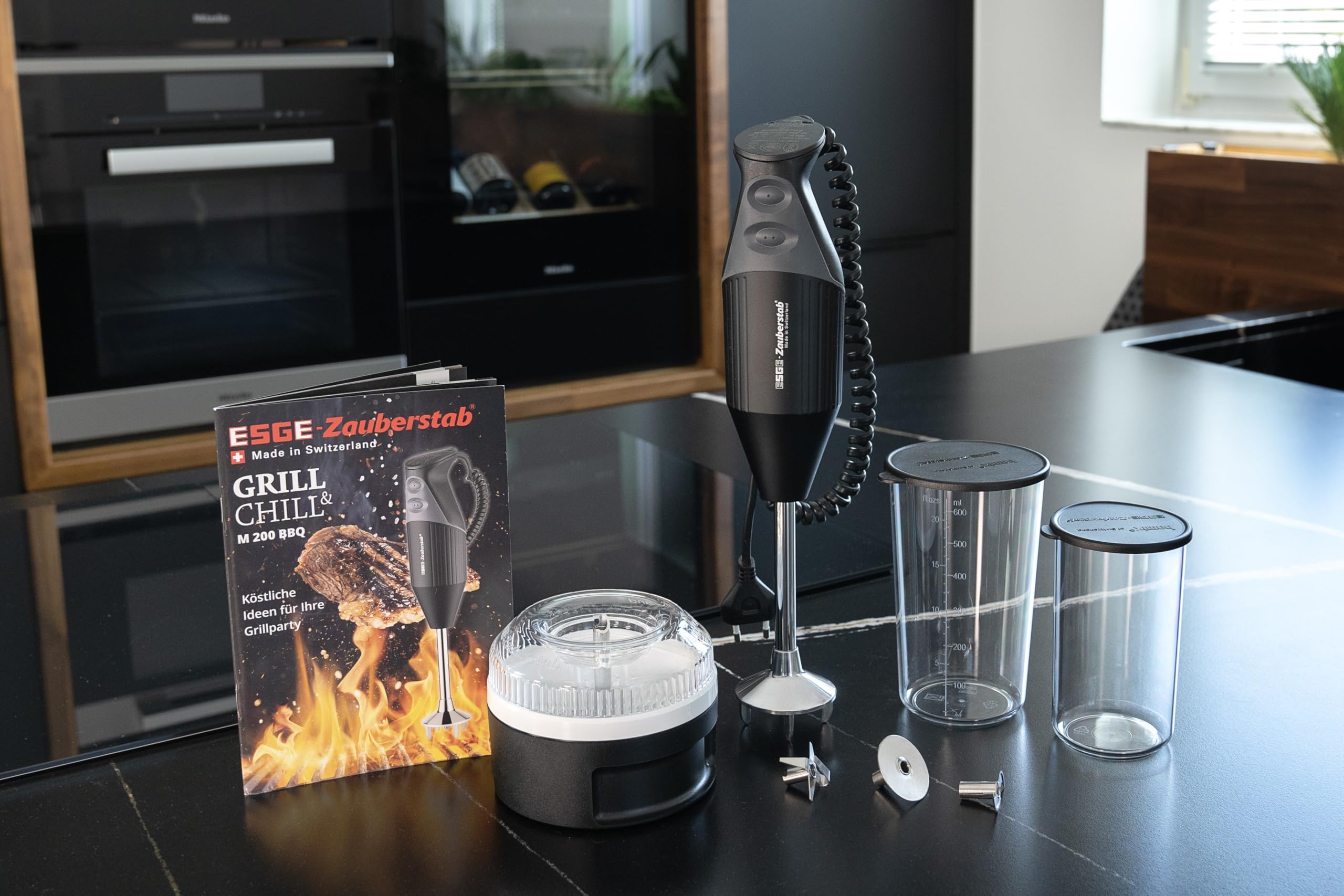 ESGE 98215 ESGE-Zauberstab M 200 - Batidora de mano para barbacoa, hasta 17.000 rpm, 200 W, con accesorio para picar, color negro