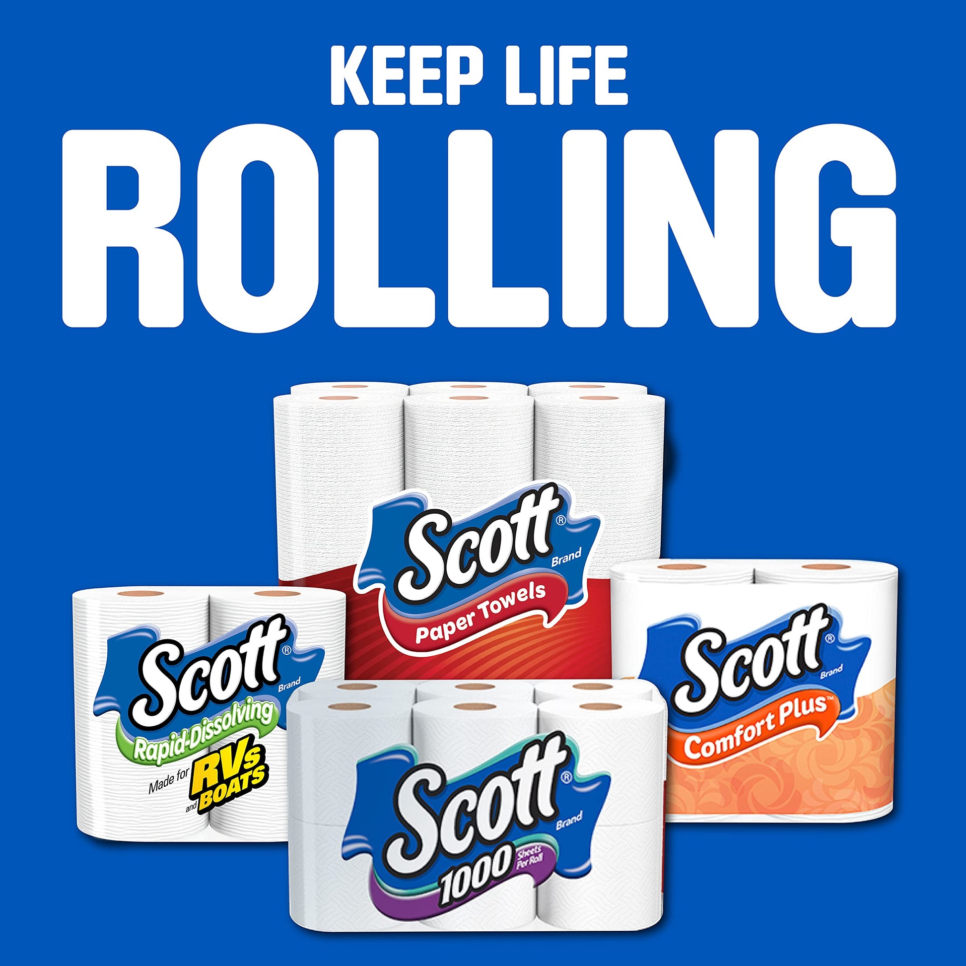 Scott Rapid-Dissolving Toilet Paper, Bath Tissue for RV & Boats , 4ct packs X 12= 48 rolls