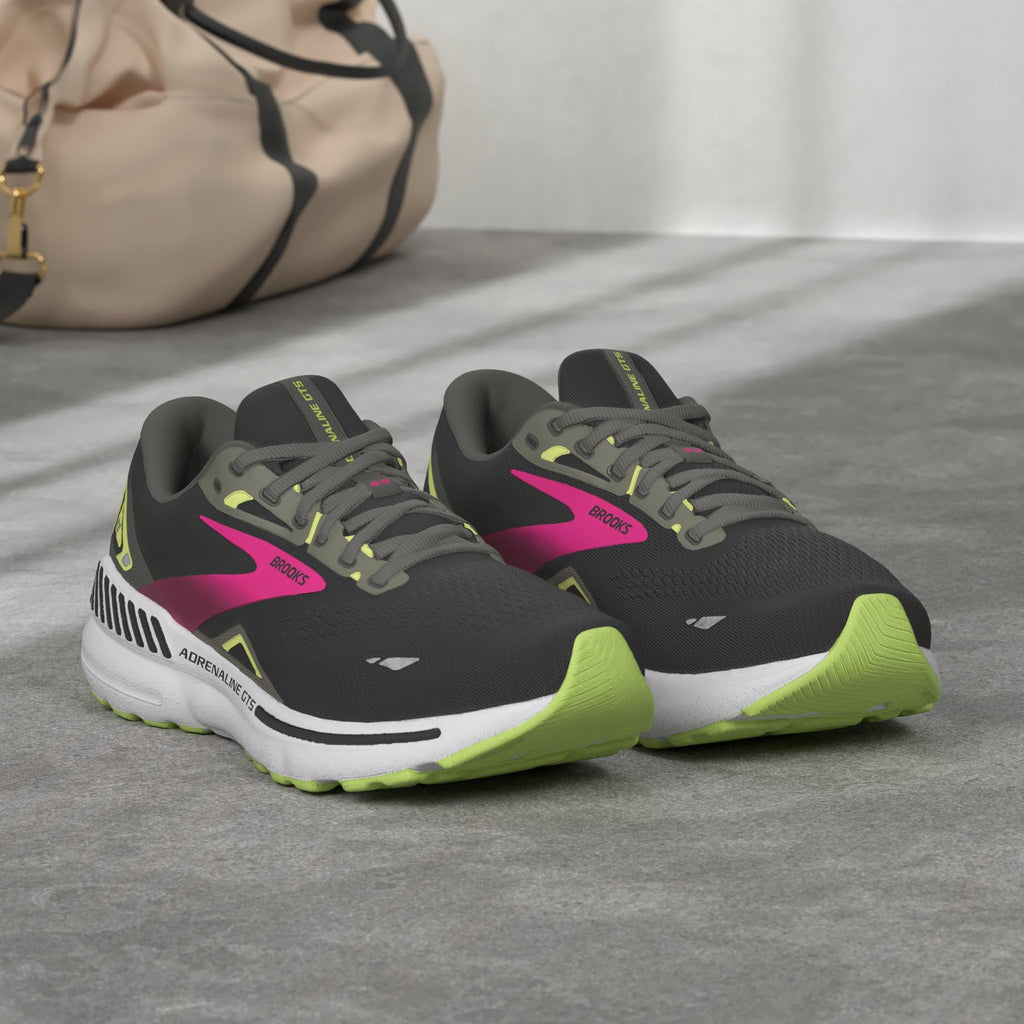 Brooks Adrenaline Gts 23, Sneaker Mujer, Negro Black Gunmetal Sharp Green 1d0, 35.5 EU