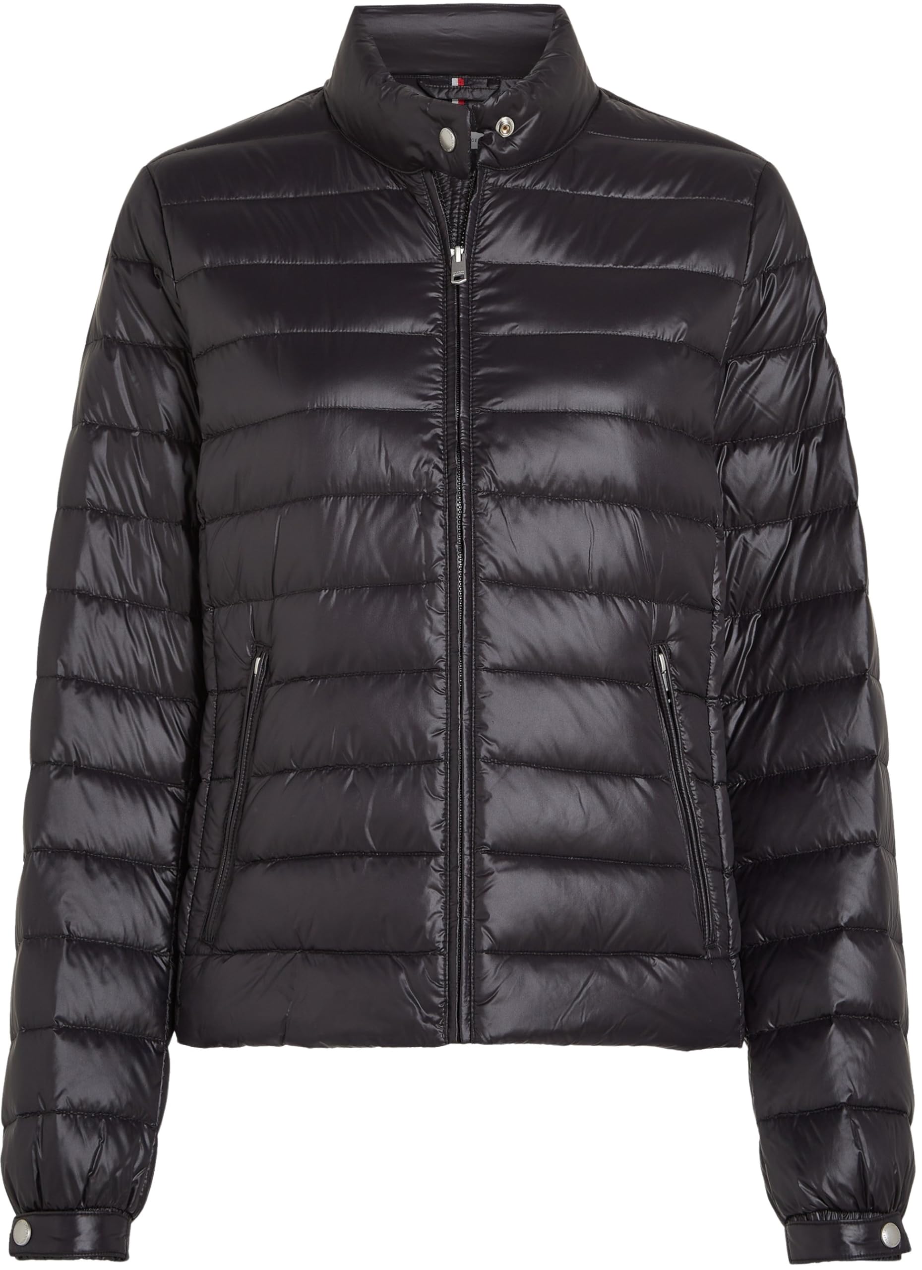Tommy Hilfiger Cazadora acolchada Mujer Mock Neck ligera, Negro (Black), M