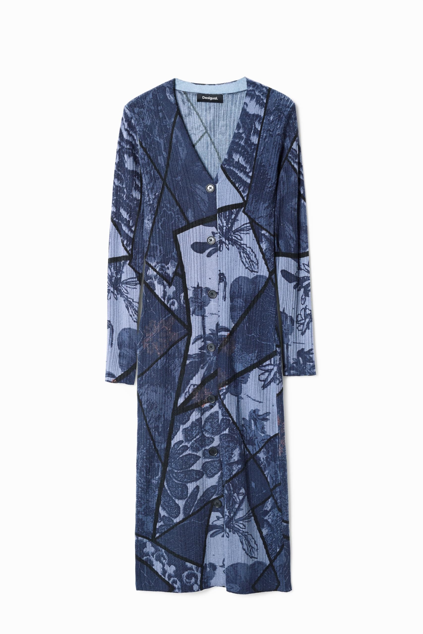 Desigual Vestido de Manga Larga para Mujer, Azul, S