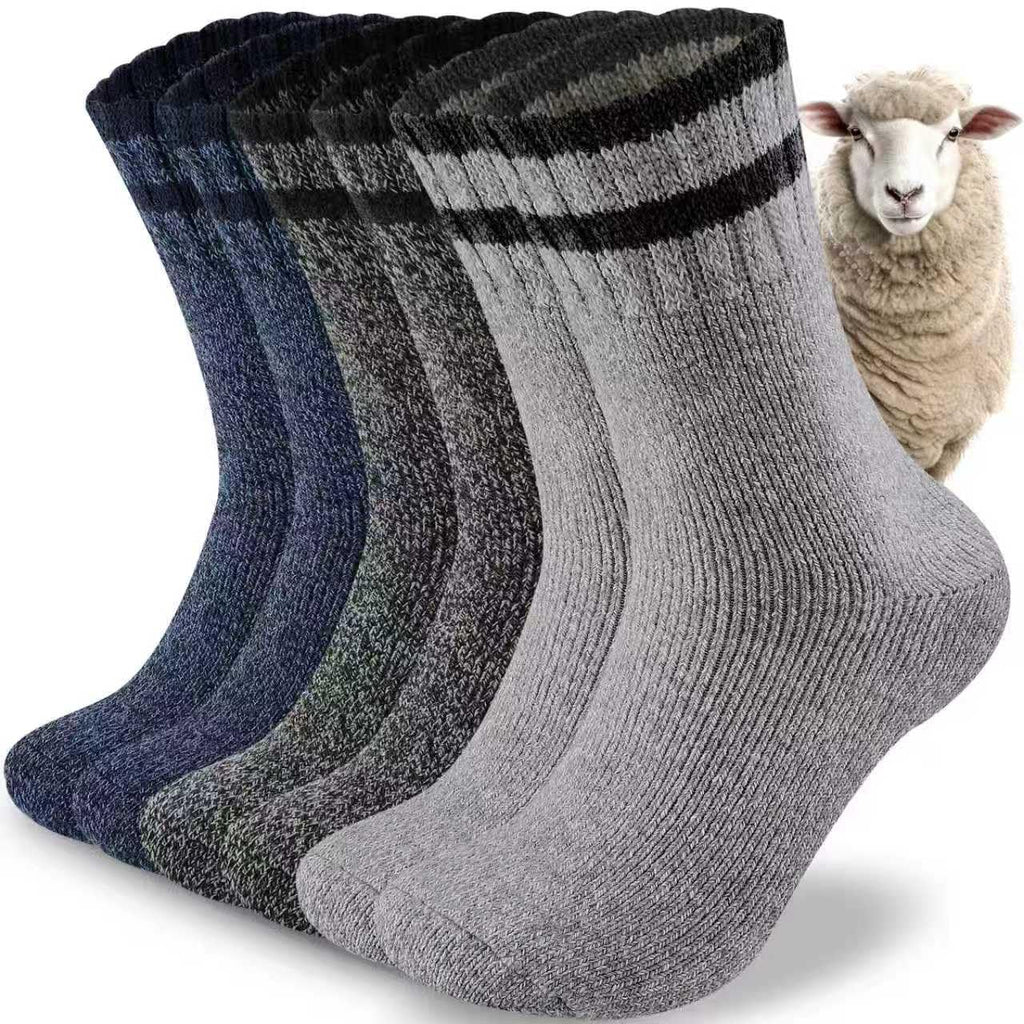 Niorasen Wool Socks for Men, Thick Warm Thermal Socks, Full Terry, 3 pairs