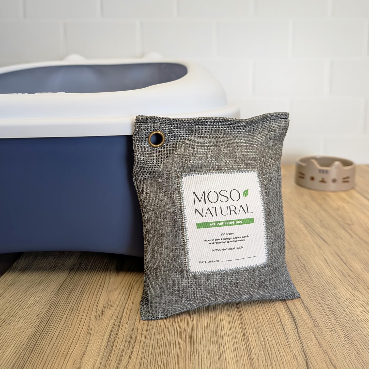 Moso Natural Hava Temizleme Torbası 200 g (4 Paket) Arabalar, Dolaplar, Banyo, Evcil Hayvan Alanları için Kokusuz Koku Giderici. Premium Moso Bambu Kömür Koku Emici (Kömür Grisi)