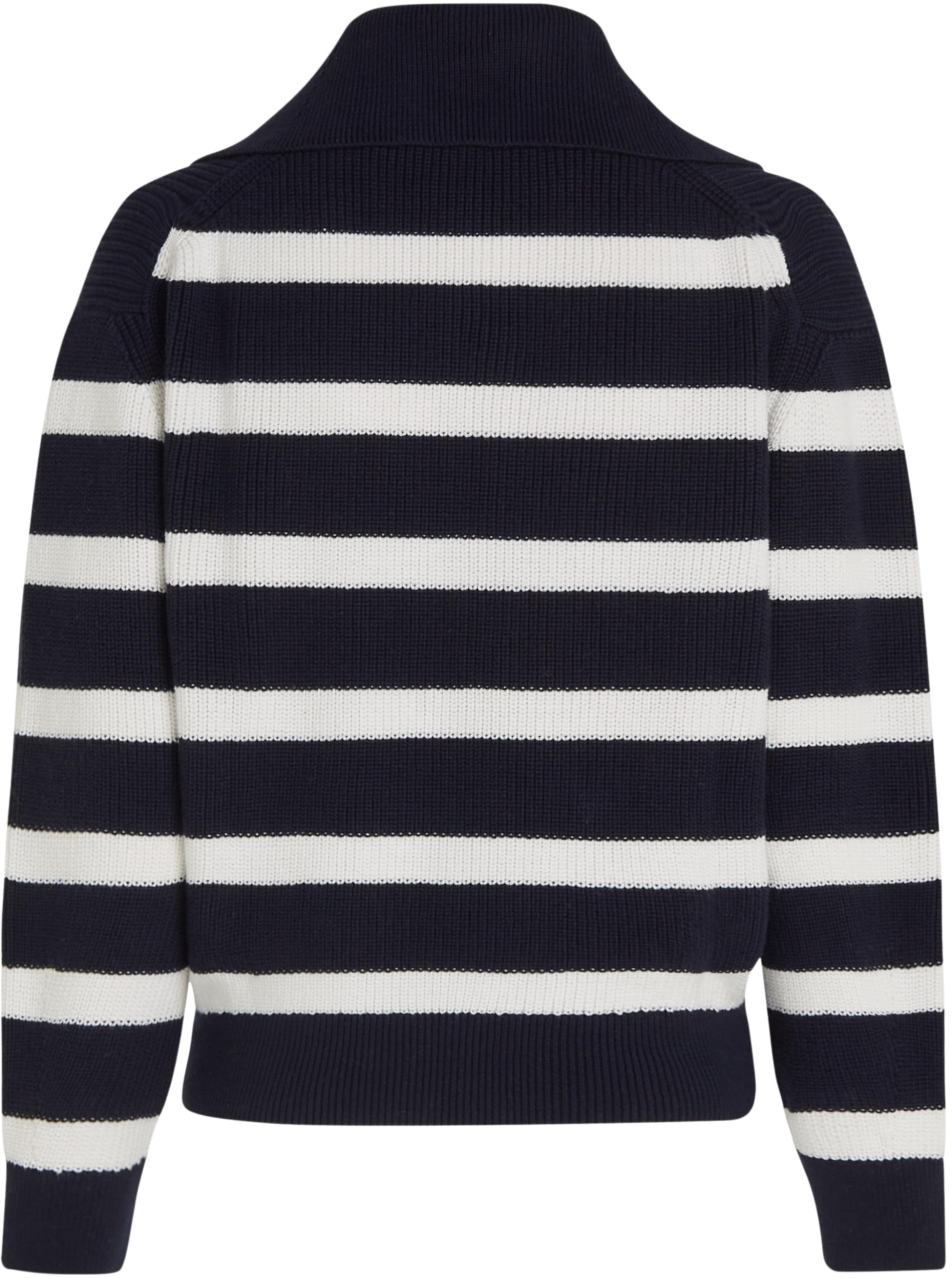 Tommy Hilfiger Sudadera con Cremallera Mujer 1/2 Zip Sweater Jersey de Punto, Multicolor (Desert Sky/Ivory Petal Stripe), XS