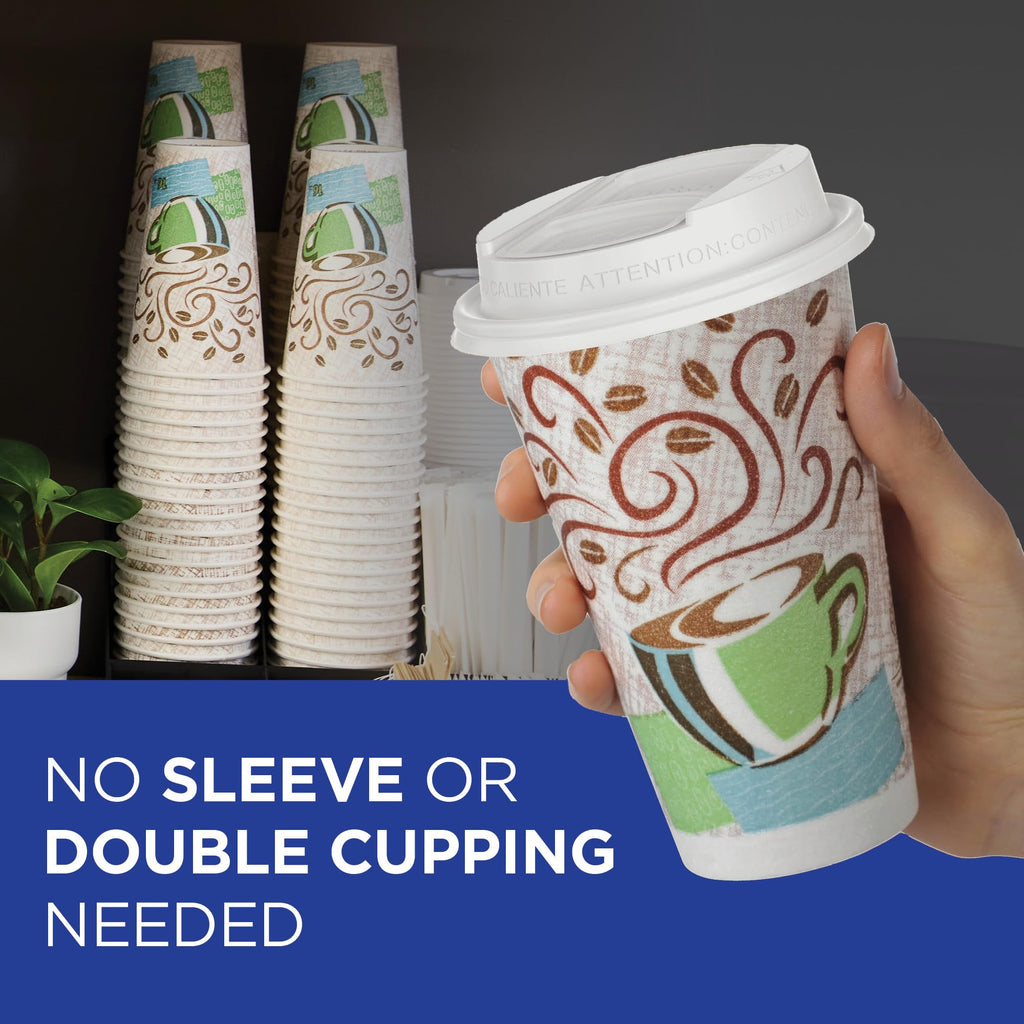 Dixie PerfecTouch 8 oz Paper Coffee Cups By GP PRO, Coffee Haze Design, 500 Count (25 Disposable Cups Per Sleeve, 20 Sleeves Per Case) 5338DX