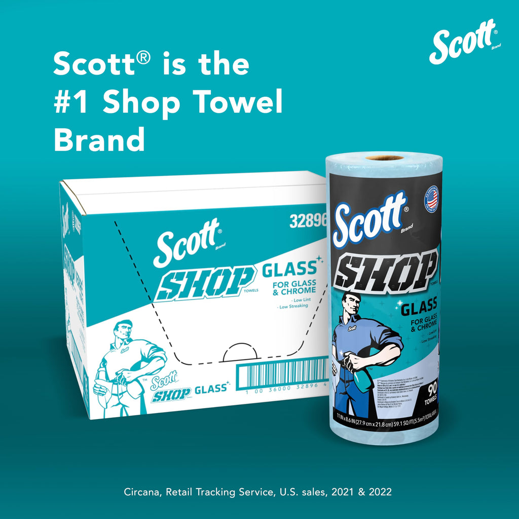 Scott Shop Towels Glass, 90 Towels/Roll, 12 Rolls/Case