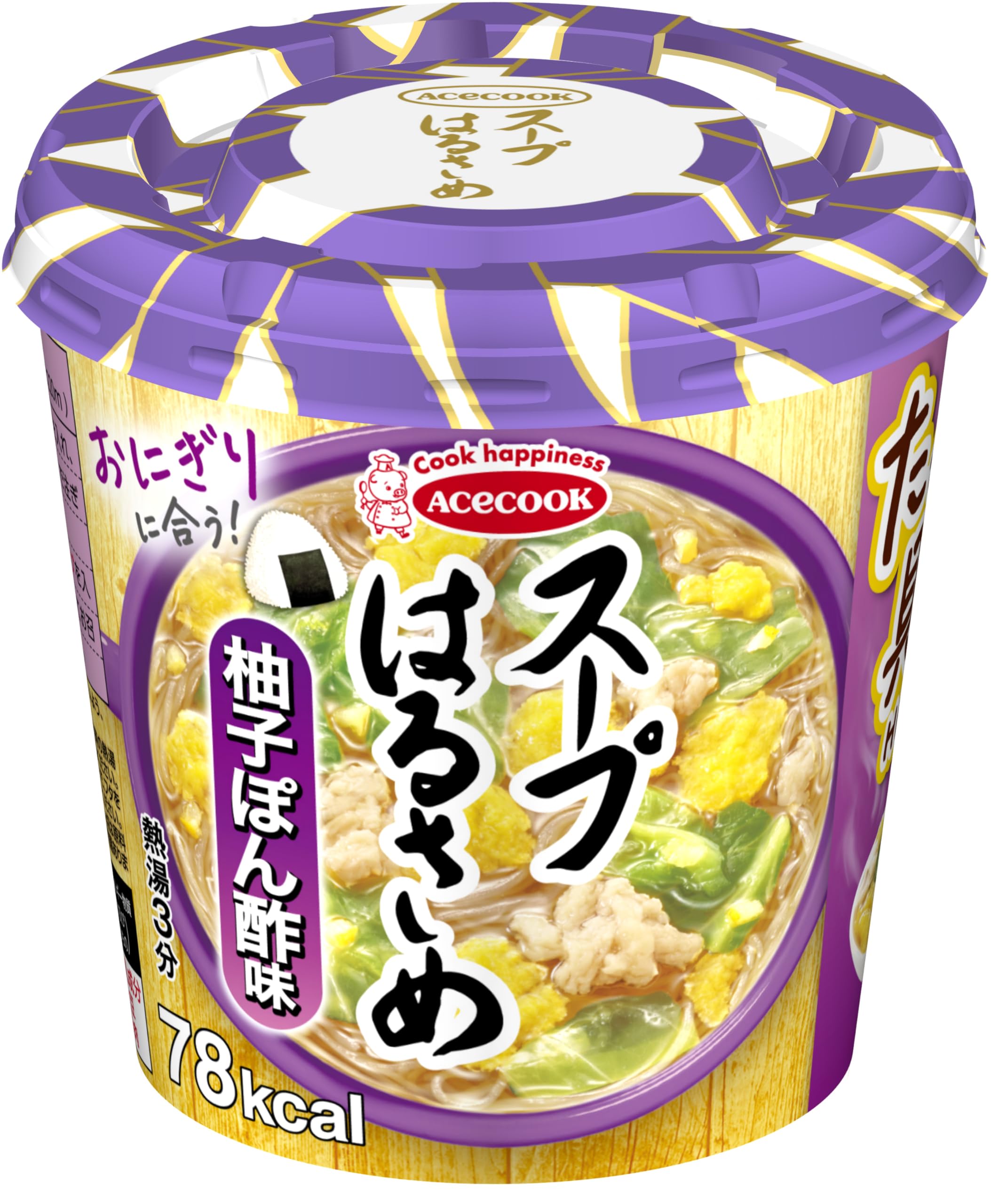 ACECOOK Instant Harusame(Cellophane noodle) Soup, Yuzu-ponzu(Japanese citrus seasoned soy sauce), 1.1oz x 6 cups(for 6 servings) [JAPAN IMPORT]