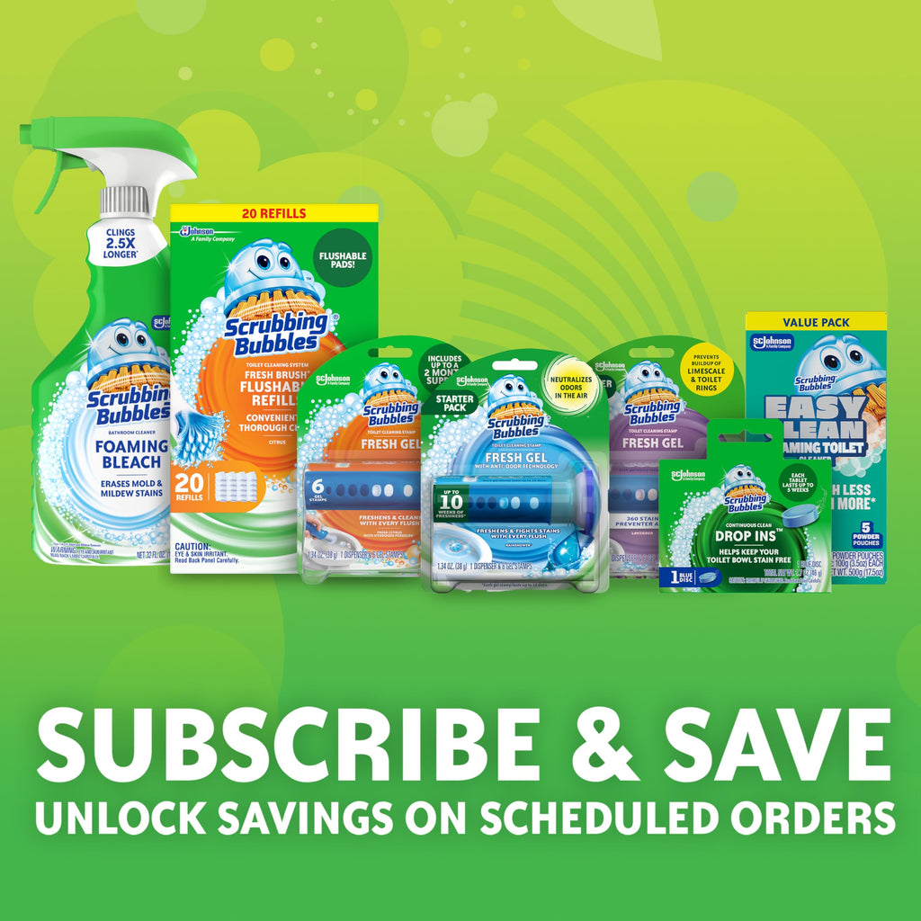 Scrubbing Bubbles Fresh Brush Ağır Hizmet Tipi Tek Kullanımlık Tuvalet Temizleyici Değnek Yedekleri, Tuvalet Kase Lekelerini ve Kireçlenmeyi Çıkarın, 8 ct, 8'li Paket (64 Toplam Doldurma)