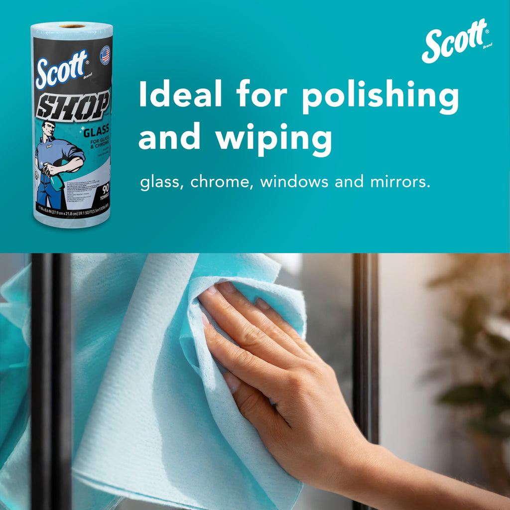 Scott Shop Towels Glass, 90 Towels/Roll, 12 Rolls/Case