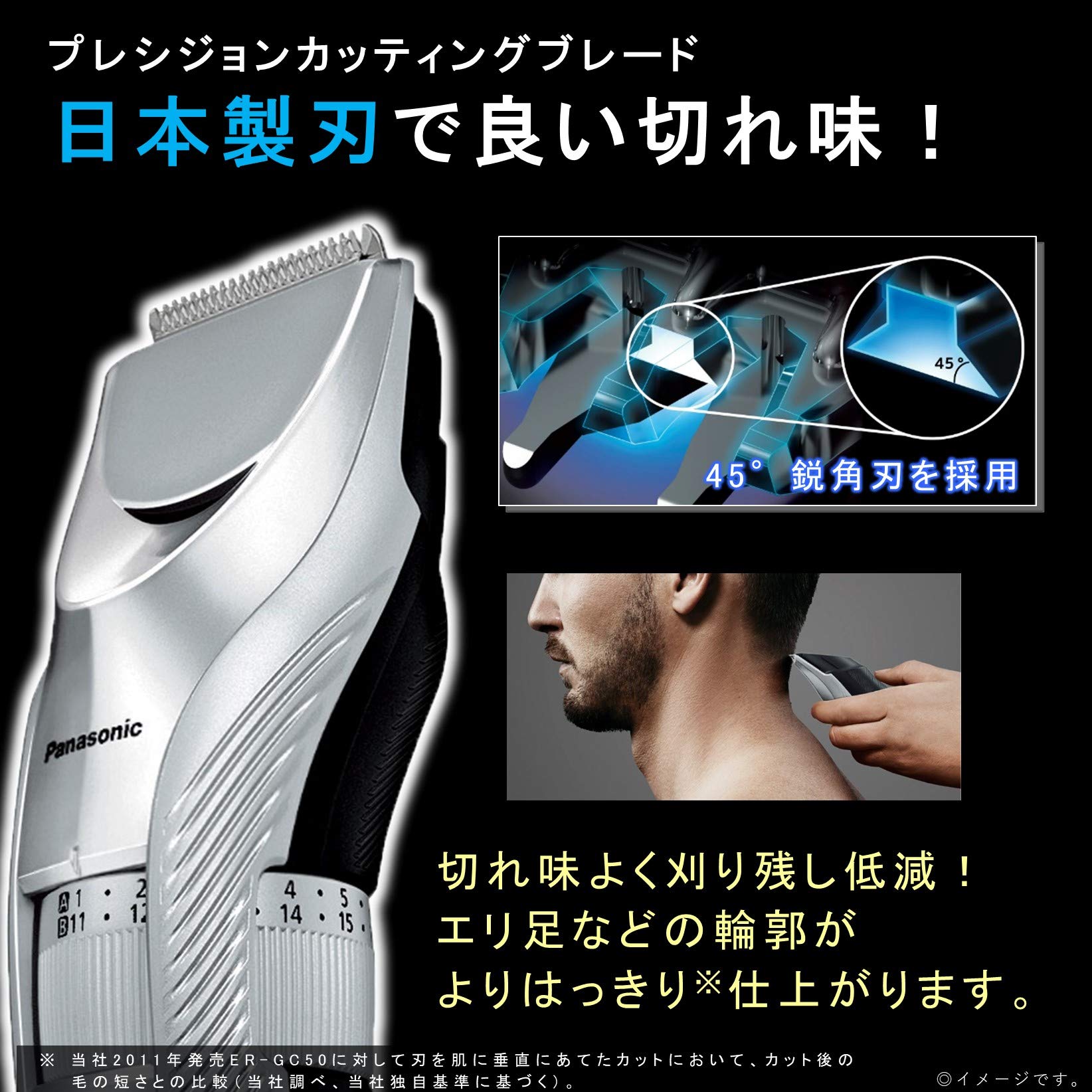 Panasonic Hair Cutter Hair Clipper Rechargeable/AC Type Silver ER-GC75-S