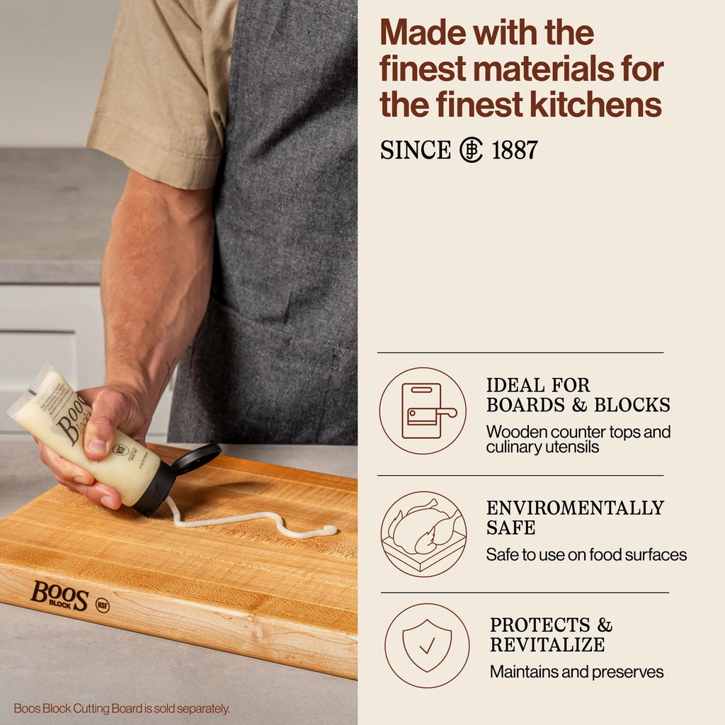 John Boos 3-Pack All-Natural Board Cream for Butcher Blocks and Cutting Boards, 5 oz - Wood Conditioner & Sealer for Maintenance and Protection, Safe Formula with Beeswax & Mineral Oil