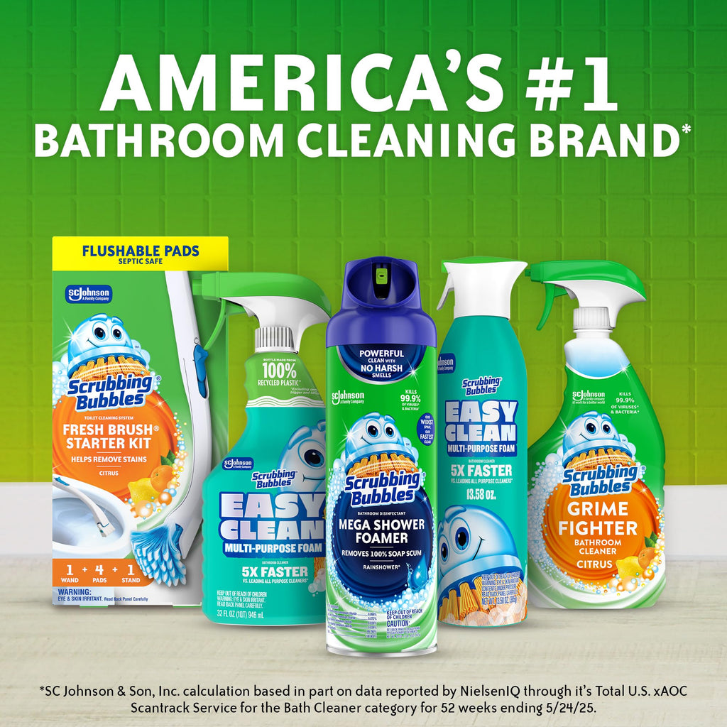 Scrubbing Bubbles Fresh Brush Ağır Hizmet Tipi Tek Kullanımlık Tuvalet Temizleyici Değnek Yedekleri, Tuvalet Kase Lekelerini ve Kireçlenmeyi Çıkarın, 8 ct, 8'li Paket (64 Toplam Doldurma)