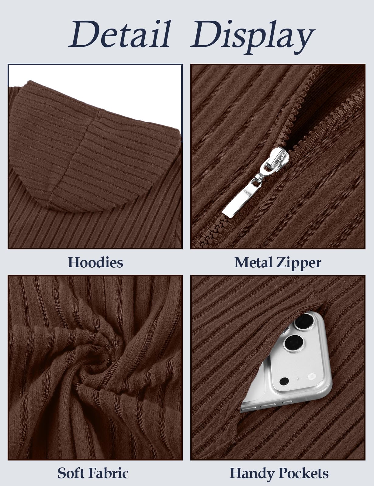 Flikity Zip Hoodie Damen Reißverschluss Sweatjacke mit Kapuze Dünne Jacke