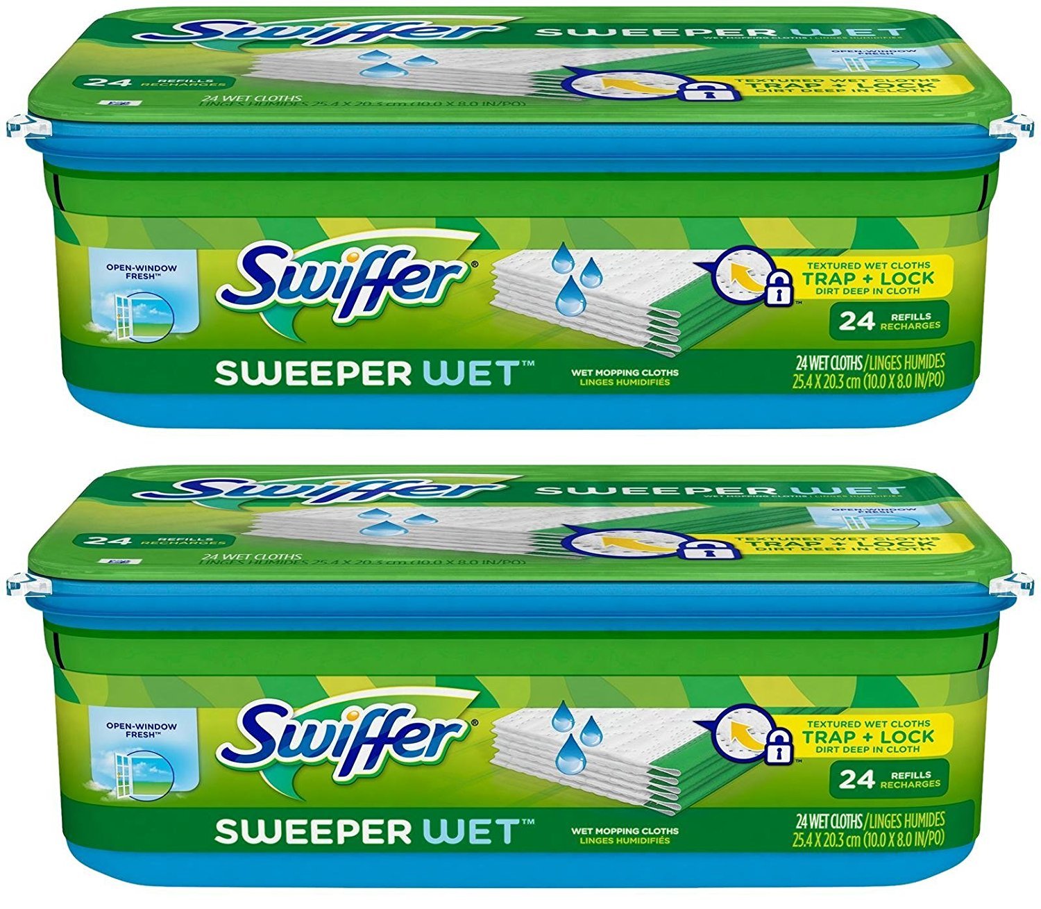 Swiffer Süpürge Islak Paspas Bezi Dolum - Açık Pencere Taze - 24 ıslak bez - 2 adet