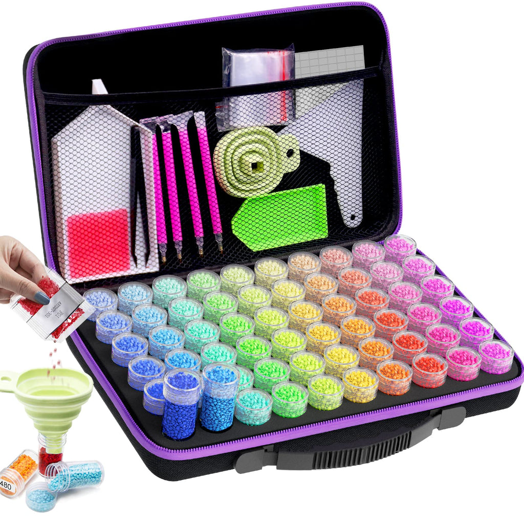 ARTDOT 60 Slots Storage Container for Diamond Art Kits for Adults,Portable Bead Storage Boxes for Diamond Painting Accessories and Tools