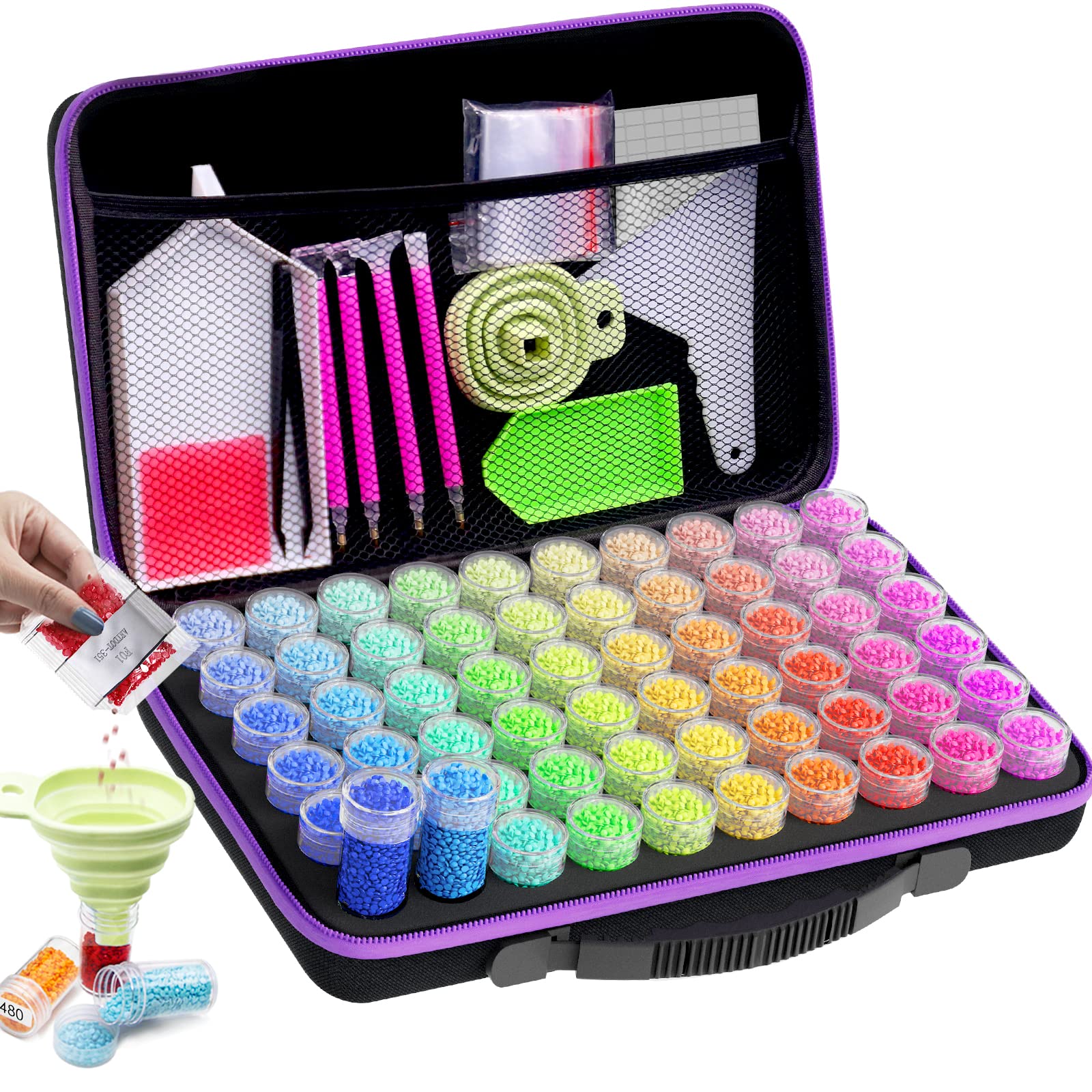 ARTDOT 60 Slots Storage Container for Diamond Art Kits for Adults,Portable Bead Storage Boxes for Diamond Painting Accessories and Tools