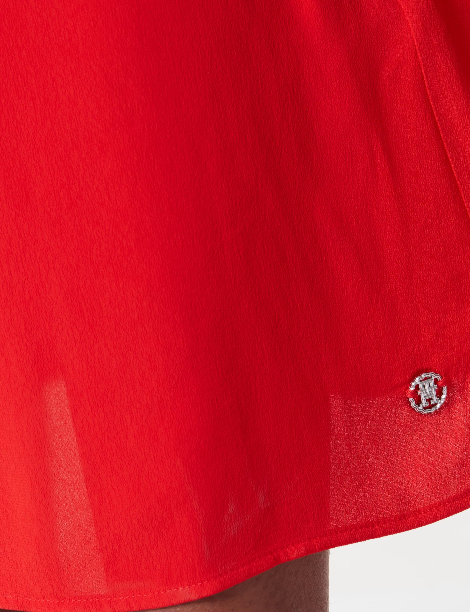 Tommy Hilfiger Vestido Mujer Viscose Crepe Maxi Dress de manga corta, Rojo (Fierce Red), 40