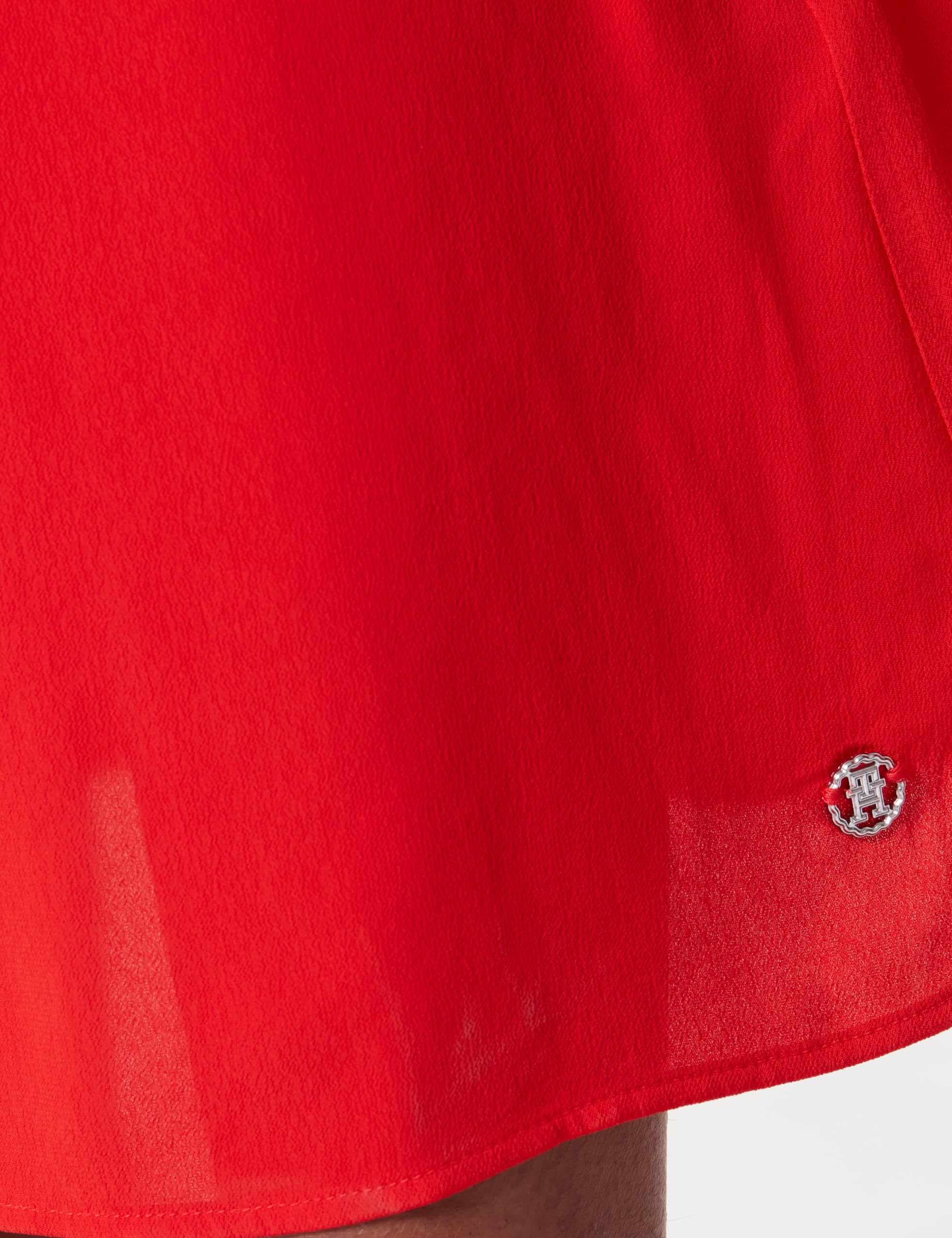 Tommy Hilfiger Vestido Mujer Viscose Crepe Maxi Dress de manga corta, Rojo (Fierce Red), 40