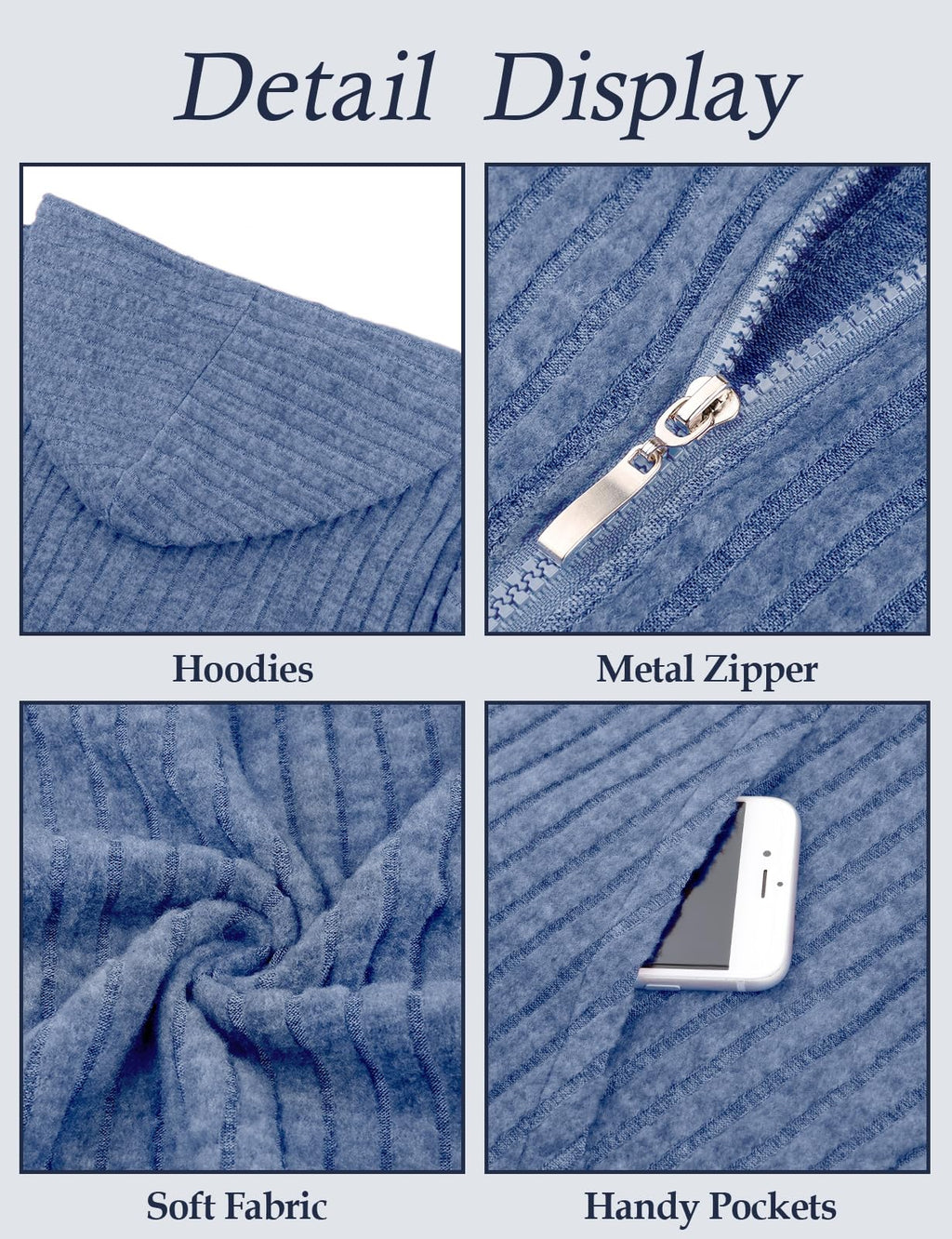 Flikity Zip Hoodie Damen Reißverschluss Sweatjacke mit Kapuze Dünne Jacke
