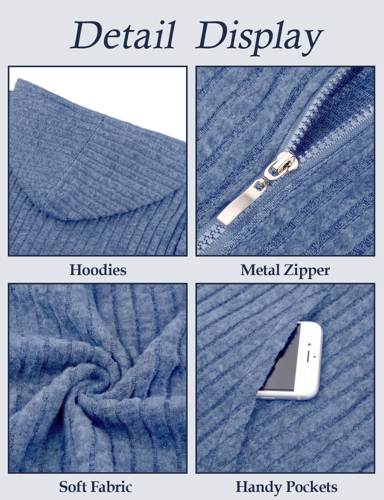 Flikity Zip Hoodie Damen Reißverschluss Sweatjacke mit Kapuze Dünne Jacke