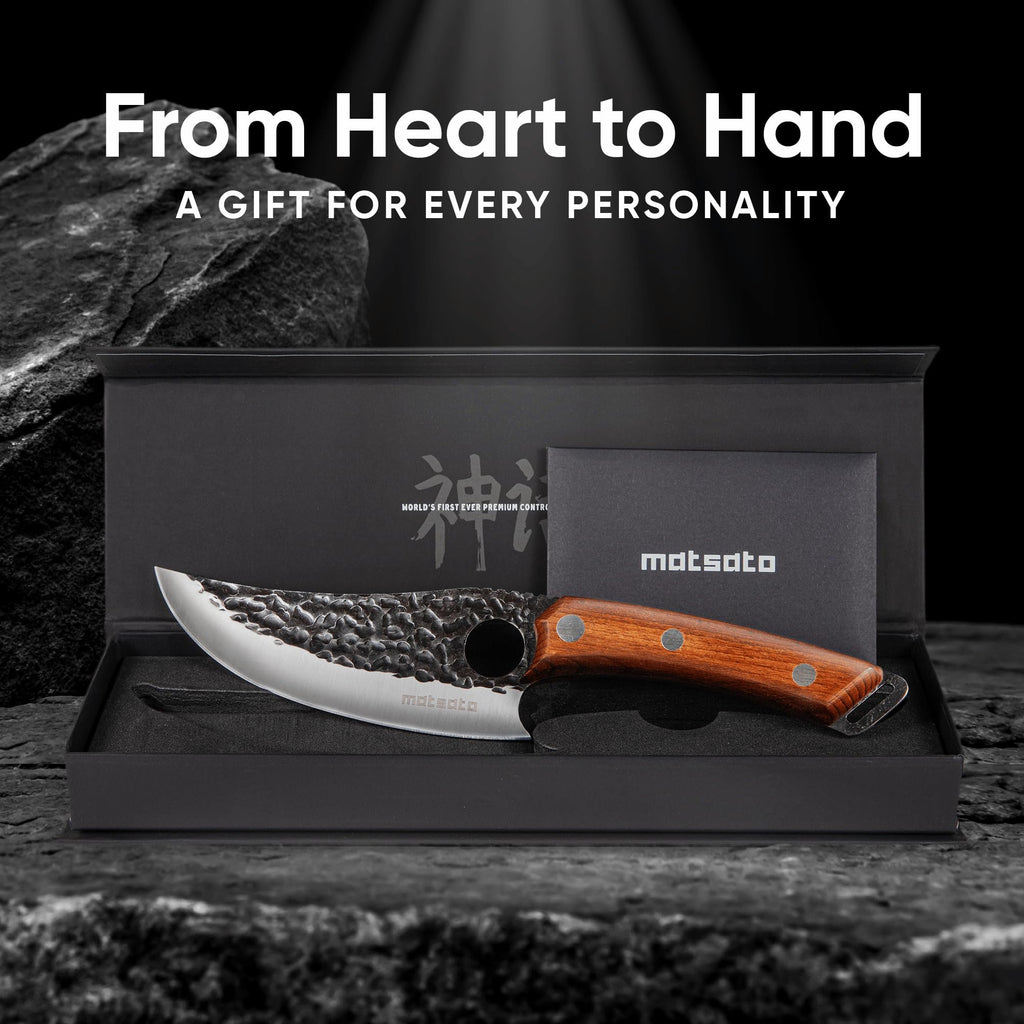 Matsato Chef Knife - Perfect Kitchen Knive for Cooking, Chopping. Japanese Steel Knife for Home, BBQ. For Balance & Control, 6.3 Inch