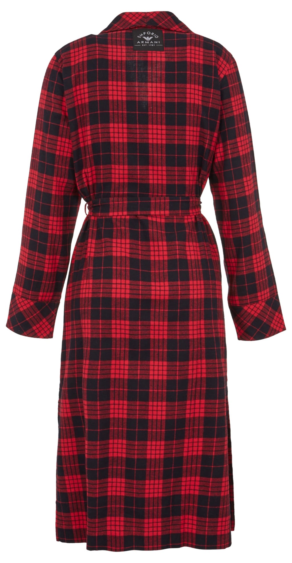 Emporio Armani Tartan Christmas Viscose Nightgown Bata de baño, SCOZZESE Rosso/Nero, L De Las Mujeres