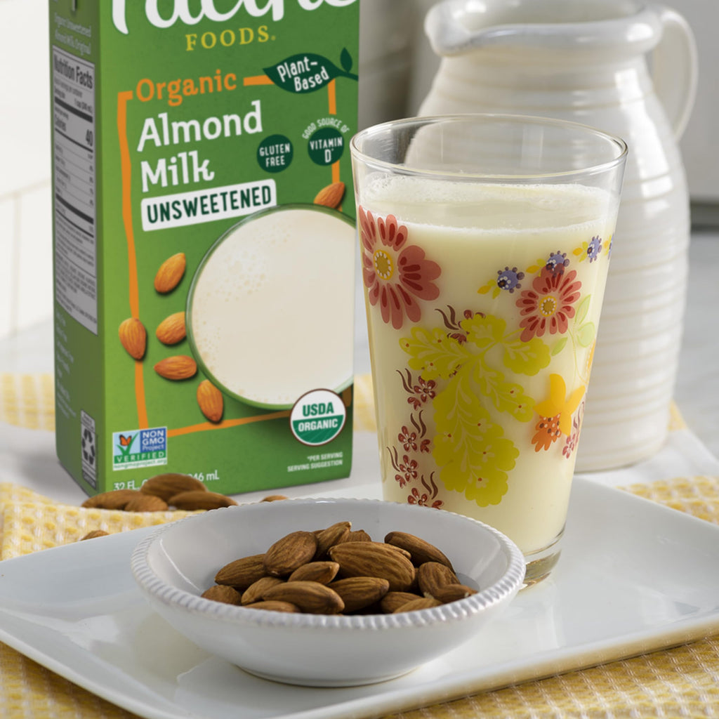 Pacific Foods Organic Unsweetened Almond Milk, Plant Based Milk, 32 oz Carton (12 Pack)