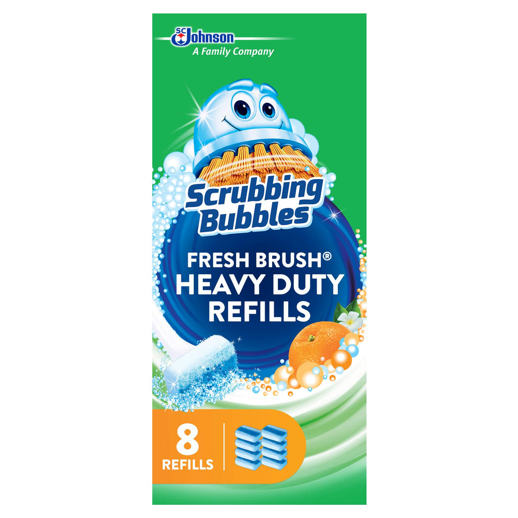 Scrubbing Bubbles Fresh Brush Ağır Hizmet Tipi Tek Kullanımlık Tuvalet Temizleyici Değnek Yedekleri, Tuvalet Kase Lekelerini ve Kireçlenmeyi Çıkarın, 8 ct, 8'li Paket (64 Toplam Doldurma)