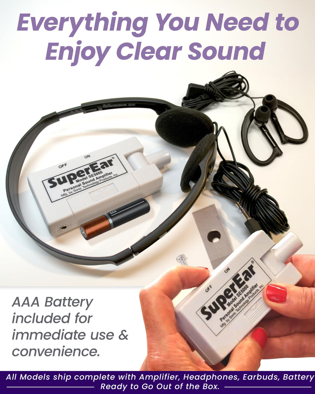 SuperEar - Amplificador de sonido personal, modelo SE5000 (actualización reestructurada de SE4000 discontinuo), aumenta el sonido ambiente, ganancia 50 db