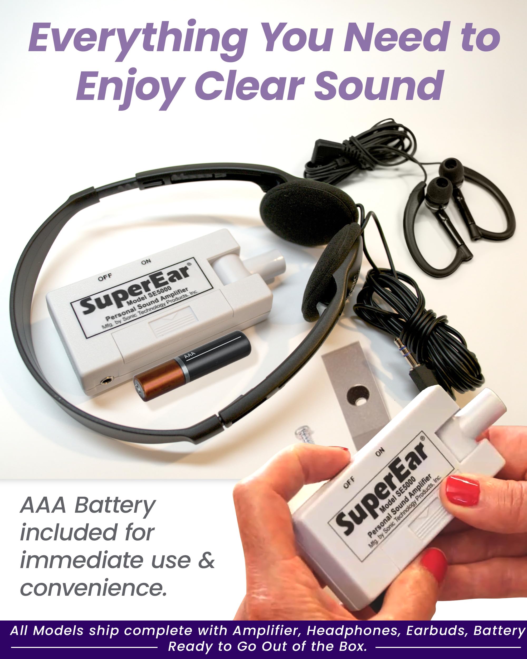 SuperEar - Amplificador de sonido personal, modelo SE5000 (actualización reestructurada de SE4000 discontinuo), aumenta el sonido ambiente, ganancia 50 db
