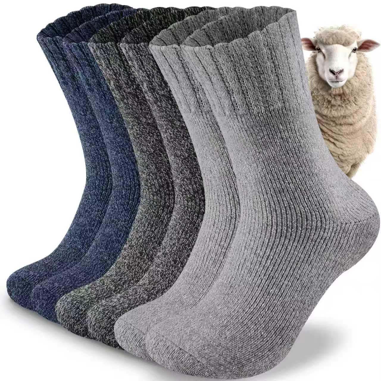 Niorasen Wool Socks for Men, Thick Warm Thermal Socks, Full Terry, 3 pairs