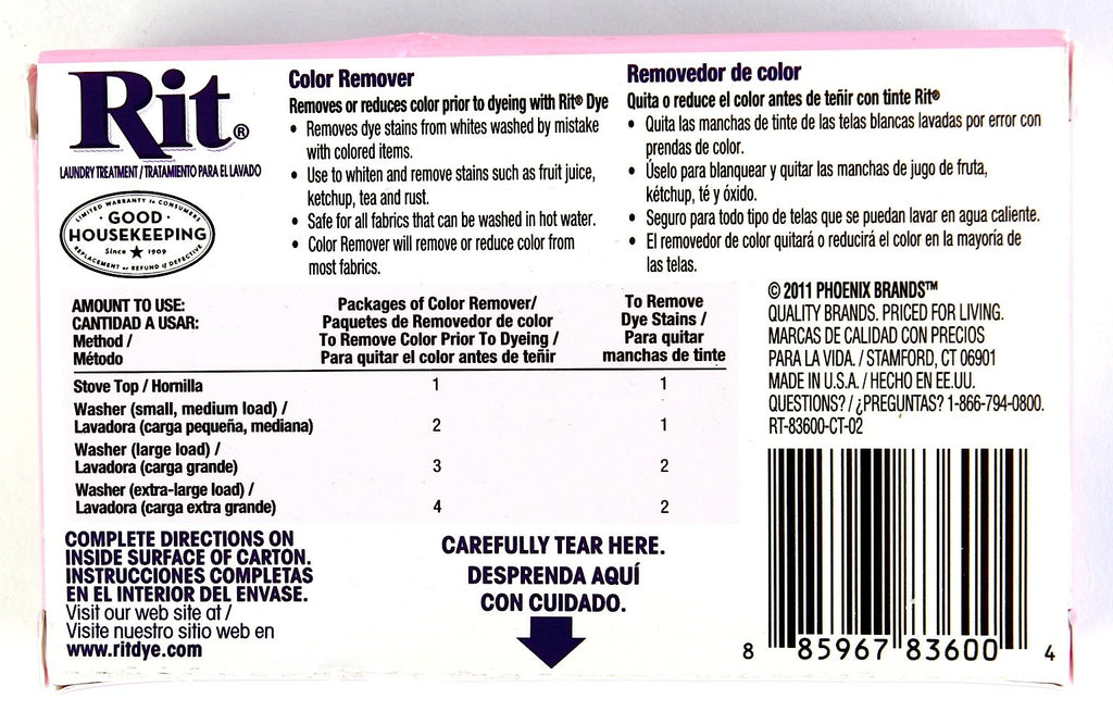 Rit Dye Laundry Treatment Color Remover Powder, 2 oz, 10-Pack