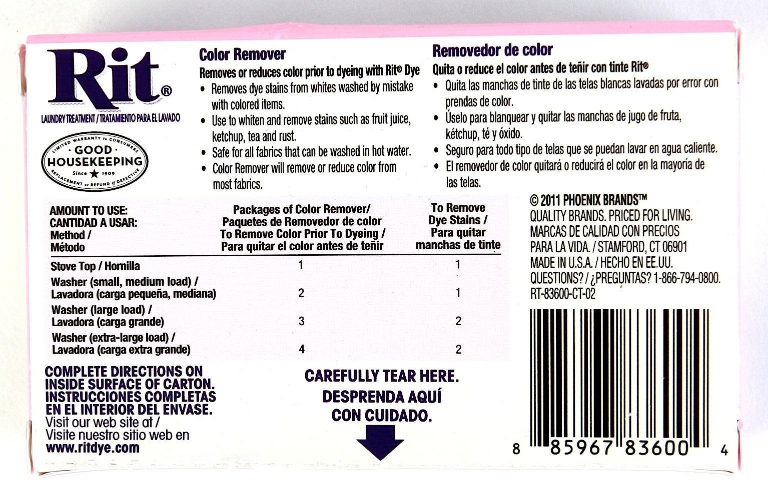 Rit Dye Laundry Treatment Color Remover Powder, 2 oz, 10-Pack
