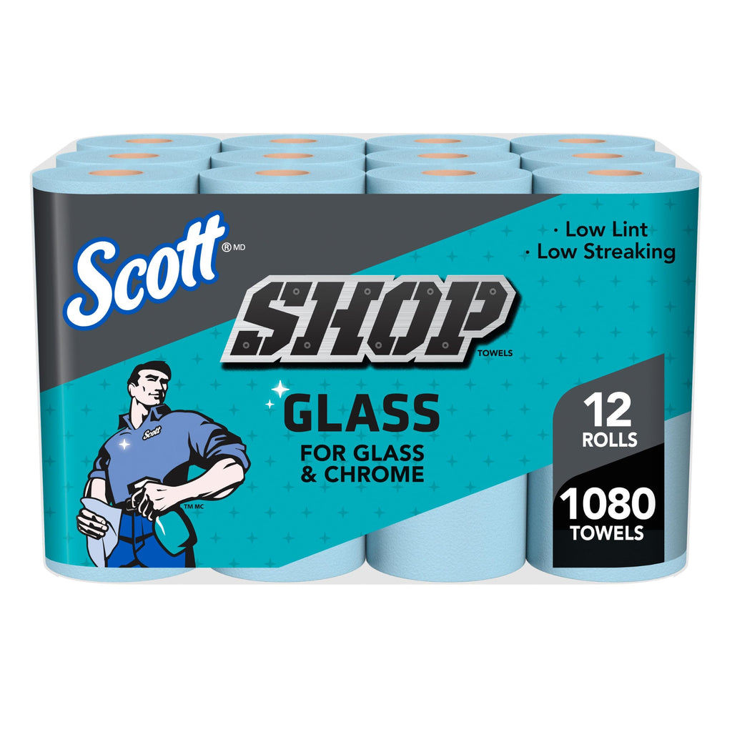 Scott Shop Towels Glass, 90 Towels/Roll, 12 Rolls/Case
