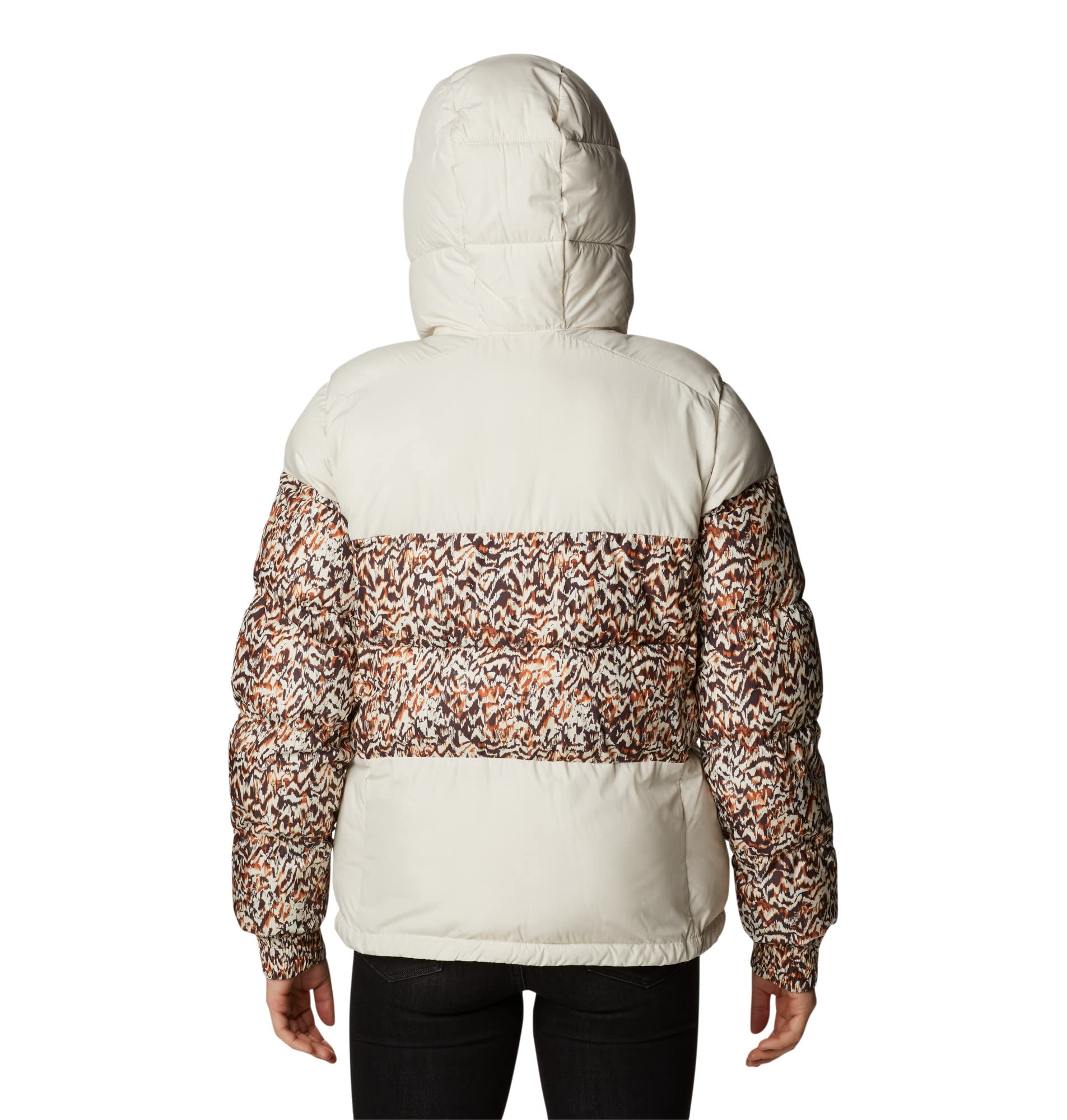 Columbia Pike Lake 2 Hooded Insulated Jacket, Chaqueta Acolchada Con Capucha para Mujer, Chalk/Warm Copper Terrain Print, Talla L