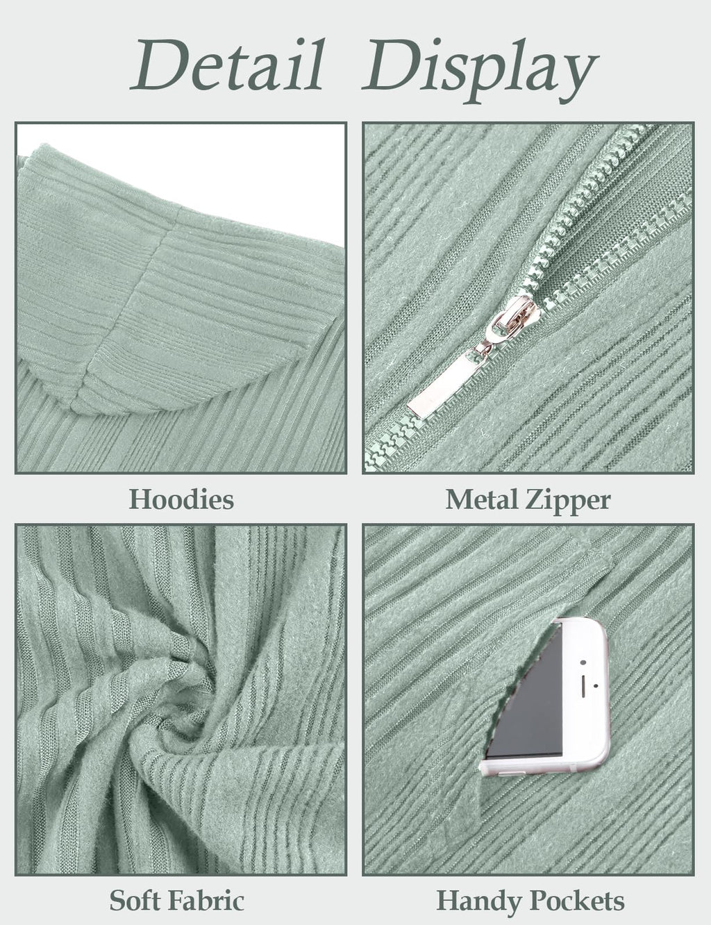 Flikity Zip Hoodie Damen Reißverschluss Sweatjacke mit Kapuze Dünne Jacke