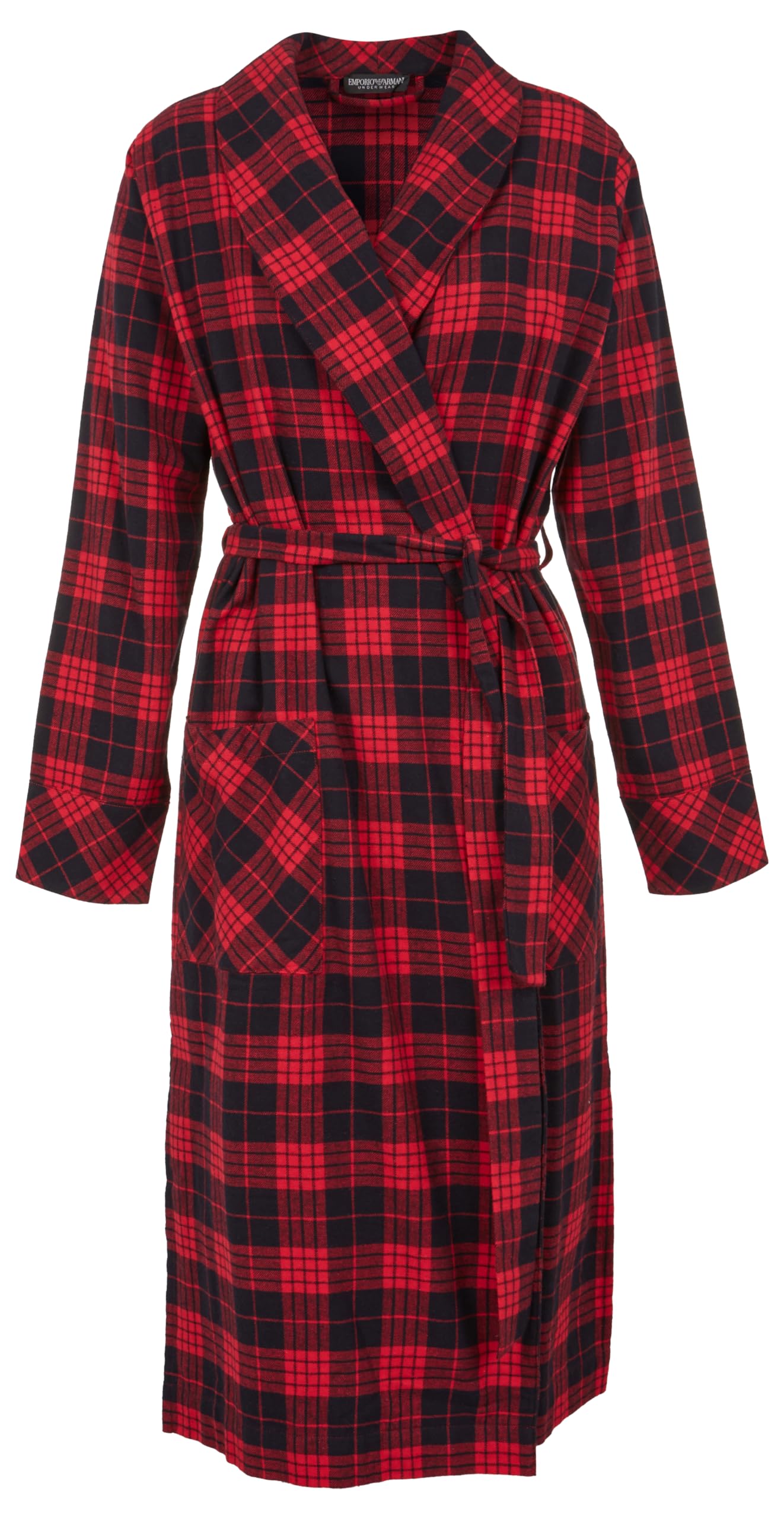 Emporio Armani Tartan Christmas Viscose Nightgown Bata de baño, SCOZZESE Rosso/Nero, L De Las Mujeres