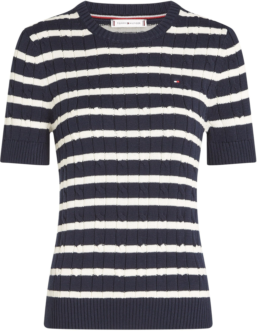 Tommy Hilfiger Jersey de Punto para Mujer, Multicolor (Dark Night Navy/Ivory Petal STP), L