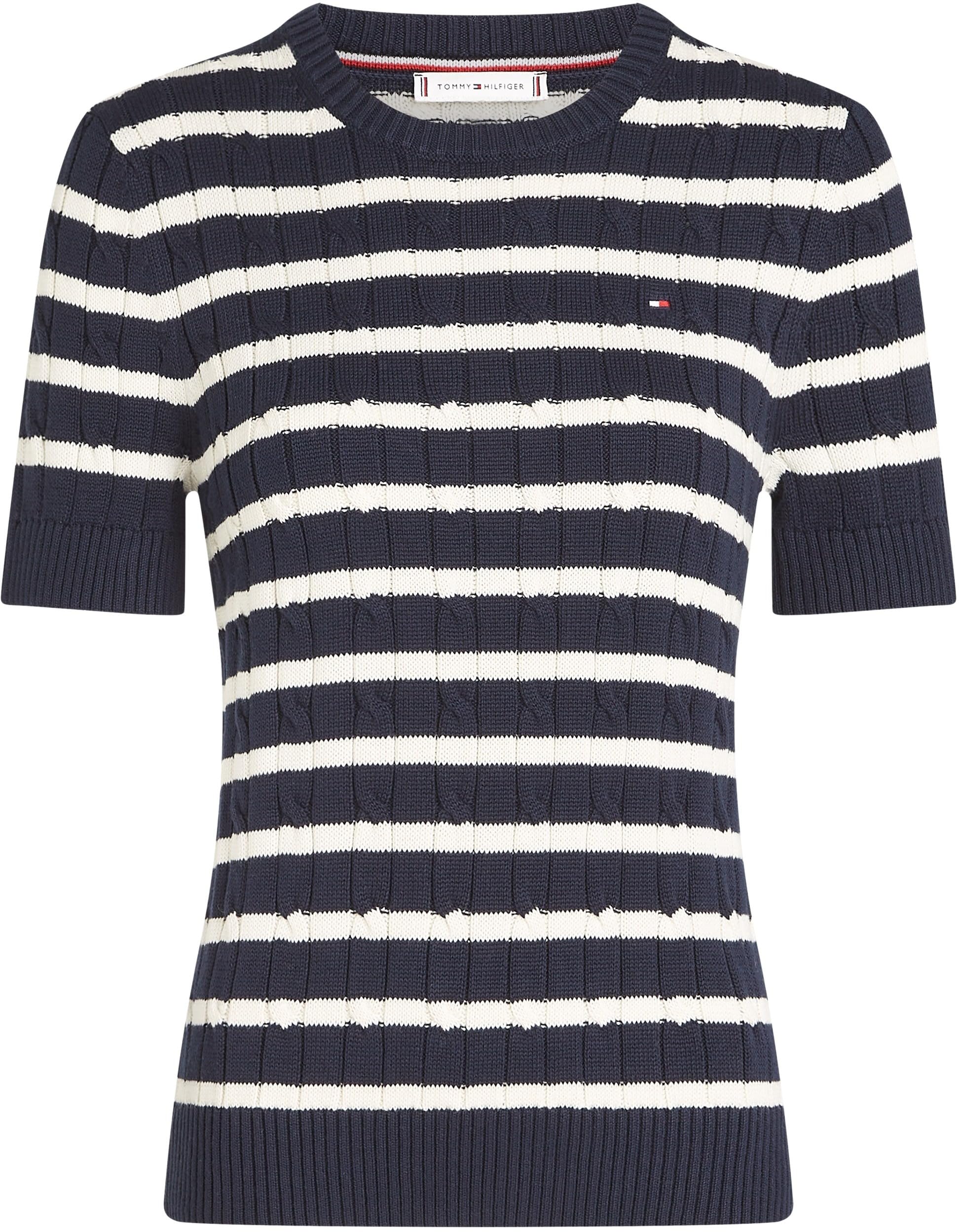 Tommy Hilfiger Jersey de Punto para Mujer, Multicolor (Dark Night Navy/Ivory Petal STP), L
