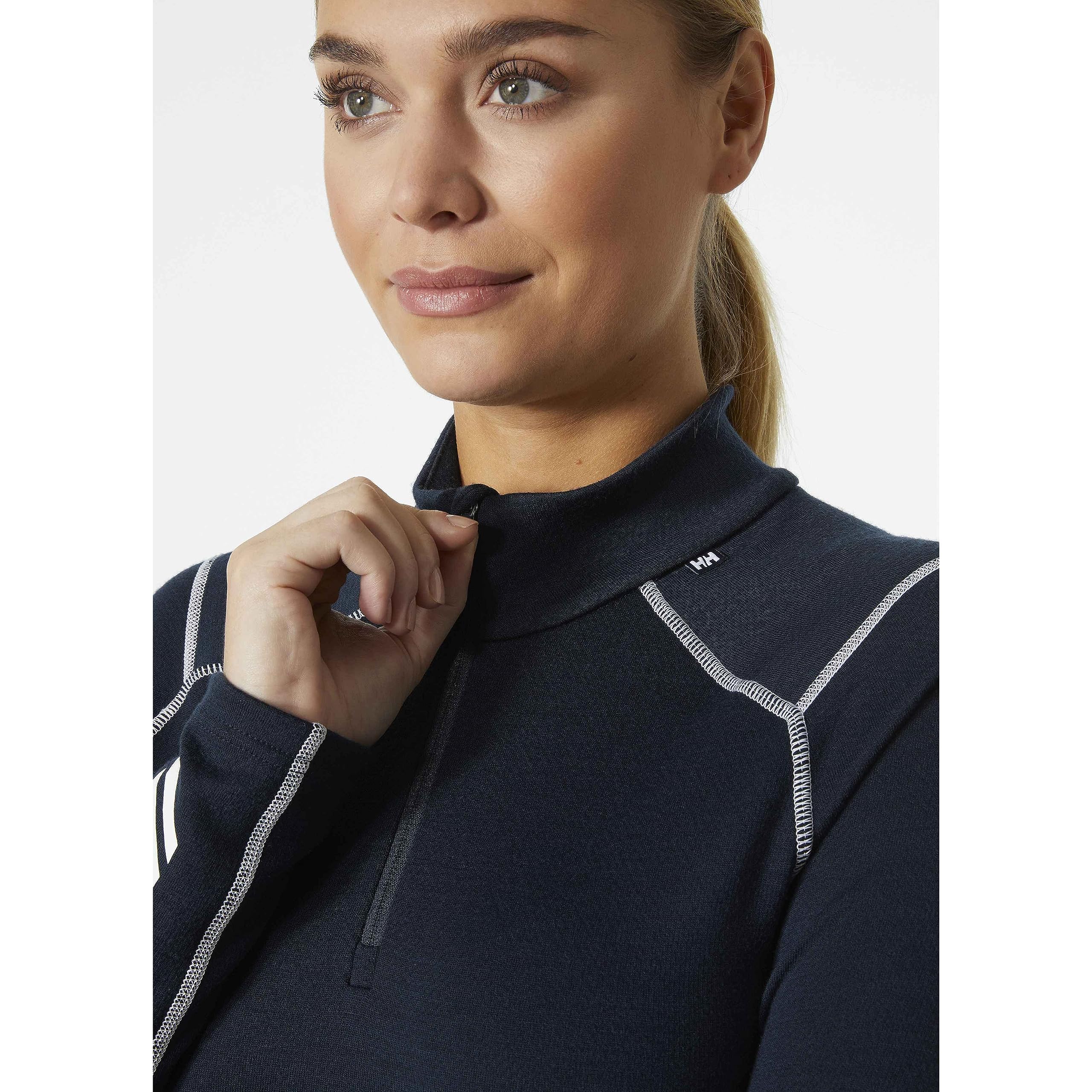 Helly-Hansen Womens W Lifa Merino Midw 1/2 Zip, Azul marino, XL