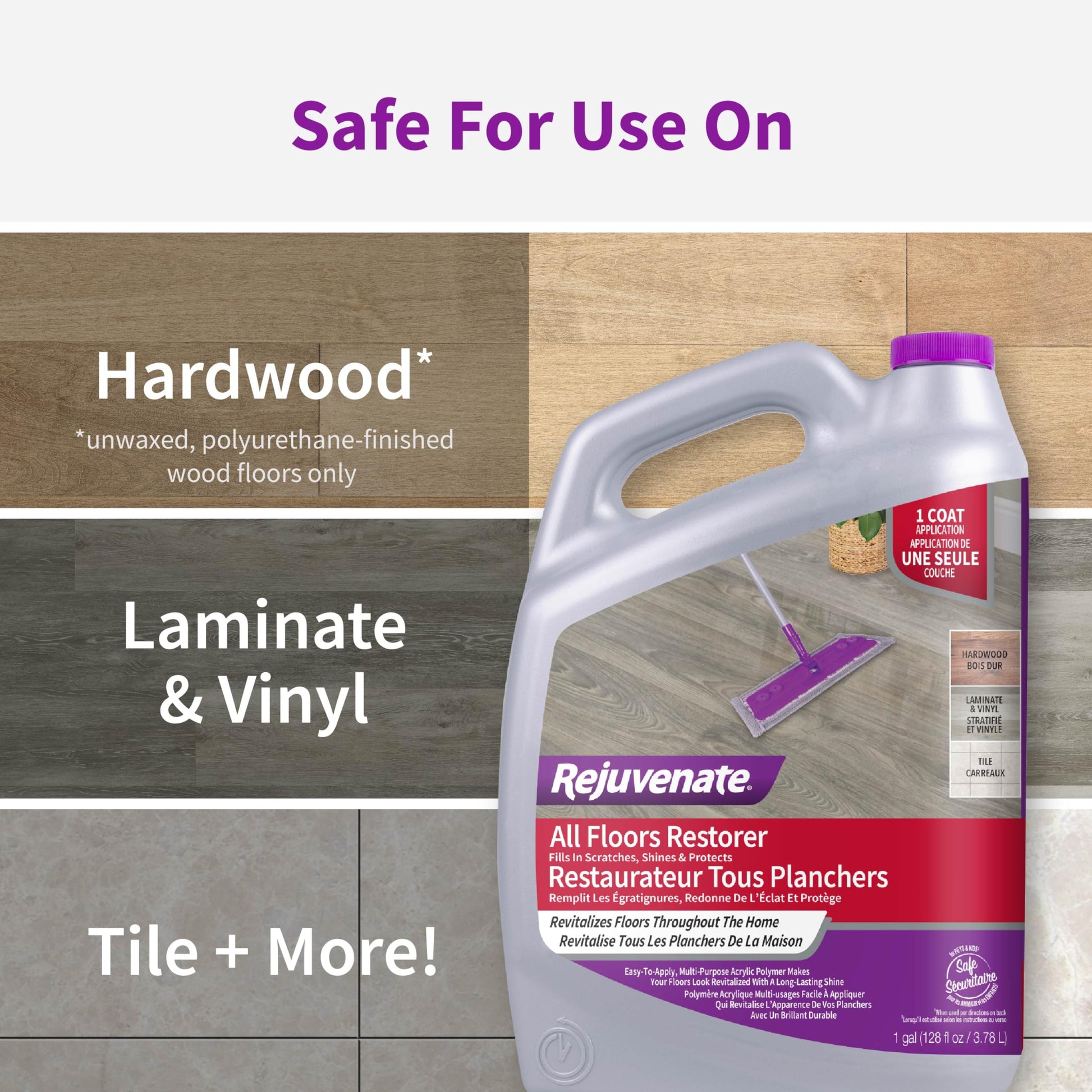 Rejuvenate All Floors Restorer 1 Gal, Fills Scratches, Shines & Protects