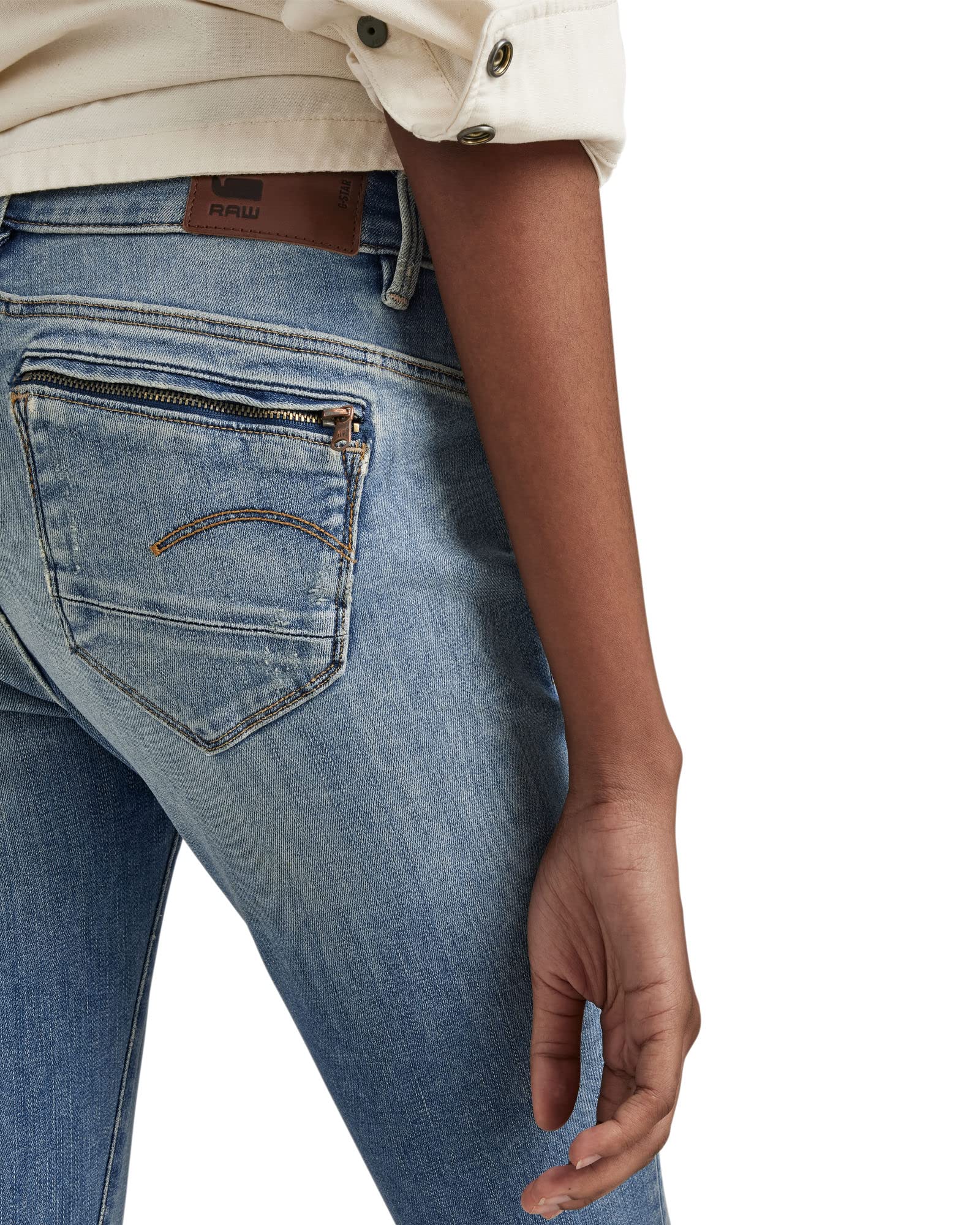 G-Star Para Mujer Midge Zip Mid-Waist Skinny Jeans, Azul (lt vintage aged destroy D05281-8968-9114), 29W / 30L