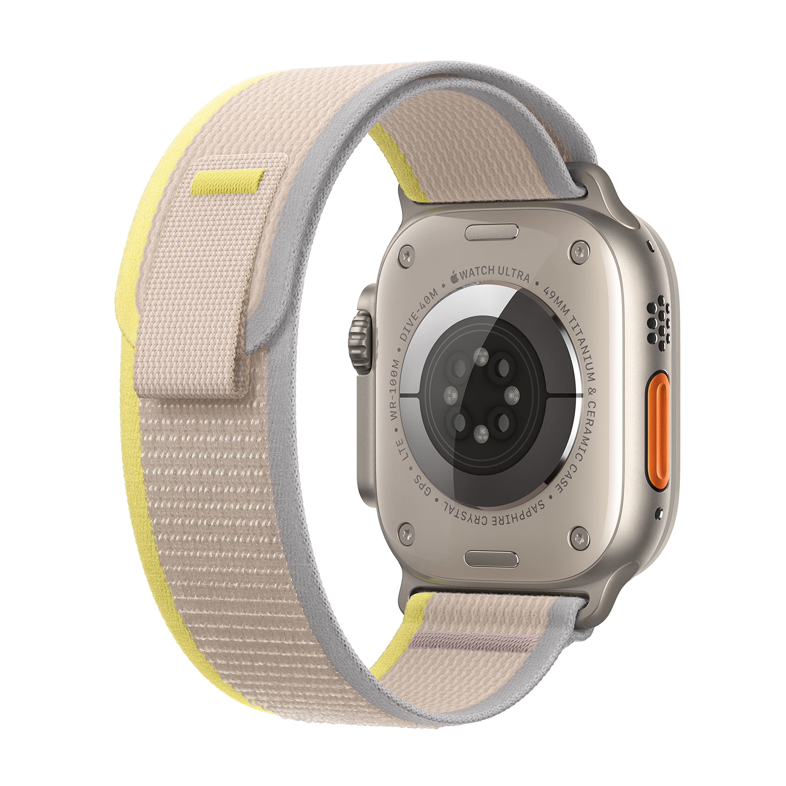 Apple Watch Ultra (GPS + Cellular, Cassa 49mm) Smartwatch con robusta cassa in titanio e Trail Loop giallo/beige - S/M. Fitness tracker, GPS di precisione, tasto Azione, batteria a lunghissima durata