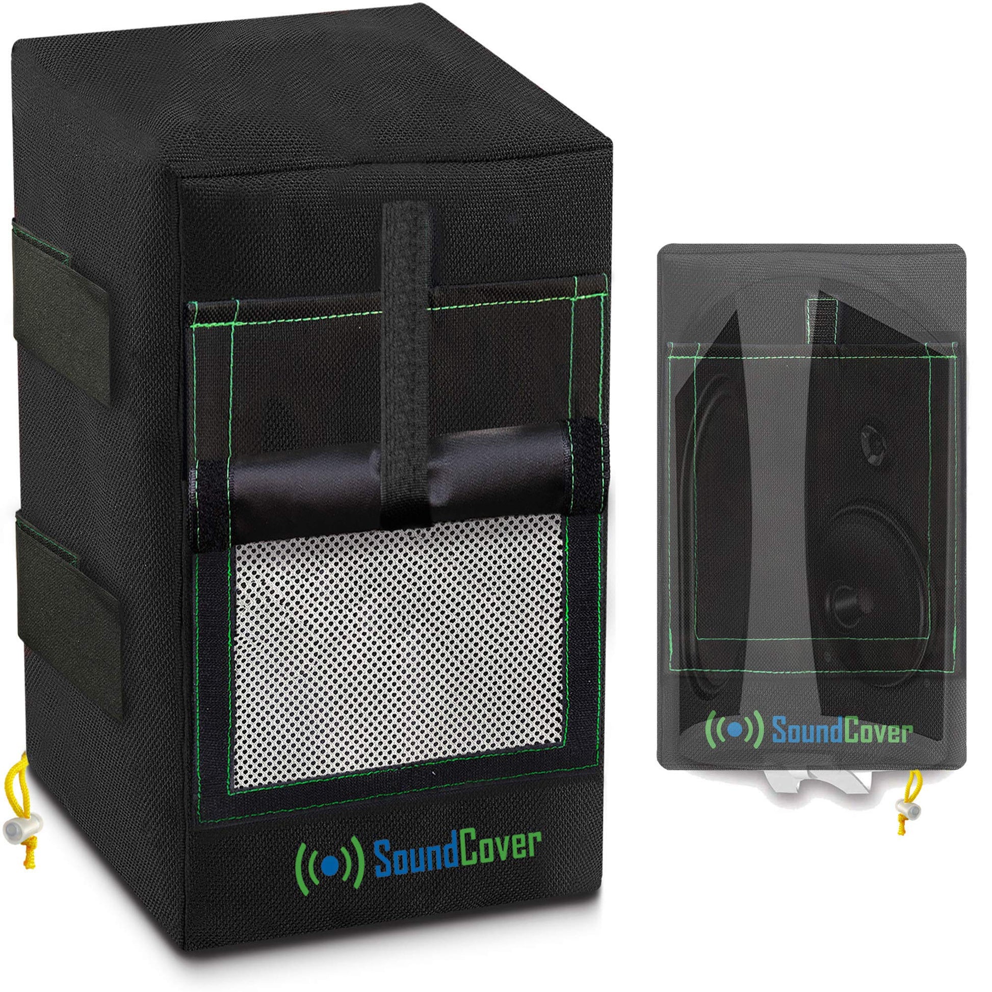 Two Black Waterproof 600D Outdoor Speaker Covers for C-Bracket Mounted Speakers – Fits Klipsch AW-650, Polk Atrium 8 SDI, Definitive Technology AW 6500 (Max Dimensions: H 15" x W 9.45" x D 11")